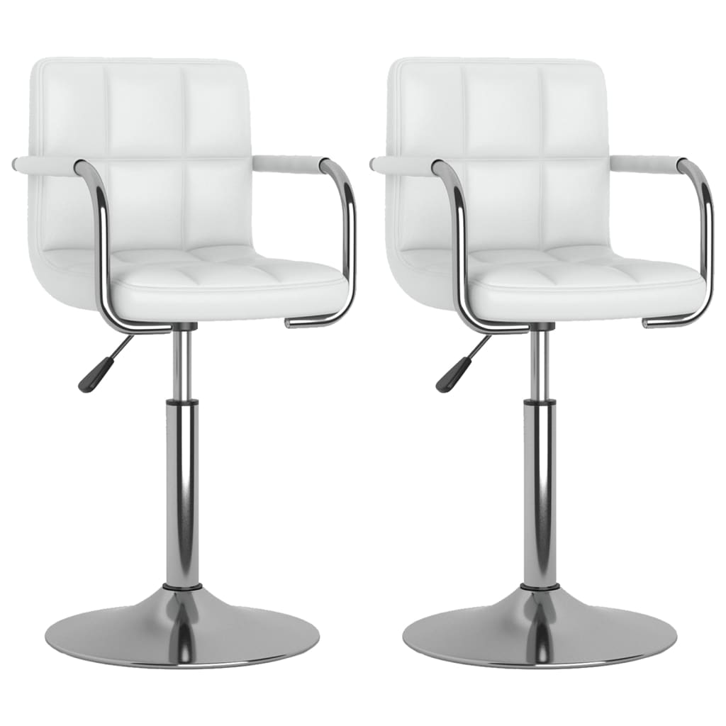 vidaXL Scaune de bucătărie pivotante, 2 buc., alb, piele artificială