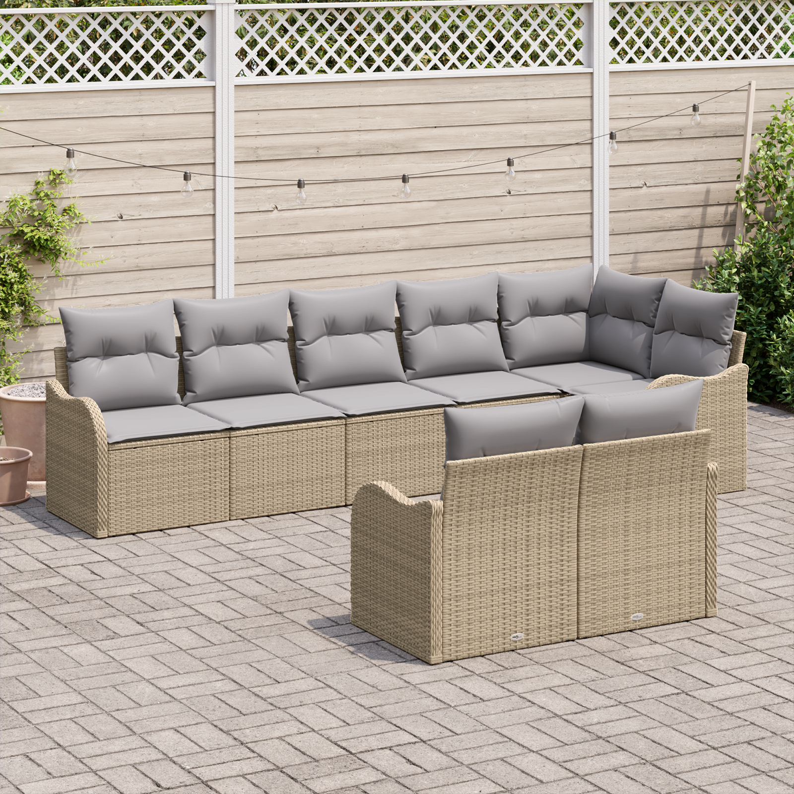 vidaXL Set de canapele pentru grădină cu pernă 8 pcs Bej Rattan poli vidaXL Set de canapele pentru grădină cu pernă 8 pcs Bej Rattan poli