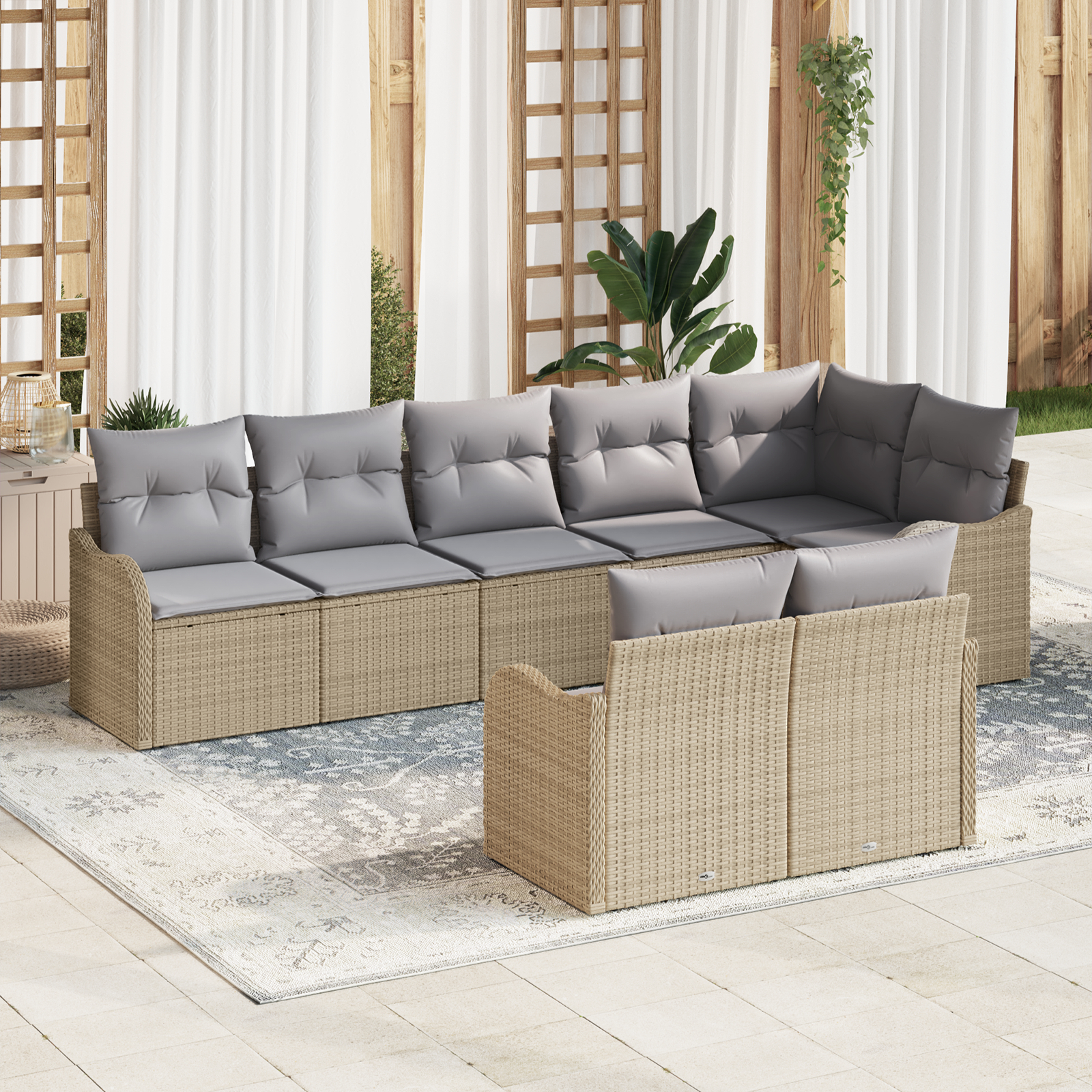 vidaXL Set de canapele pentru grădină cu pernă 8 pcs Bej Rattan poli vidaXL Set de canapele pentru grădină cu pernă 8 pcs Bej Rattan poli
