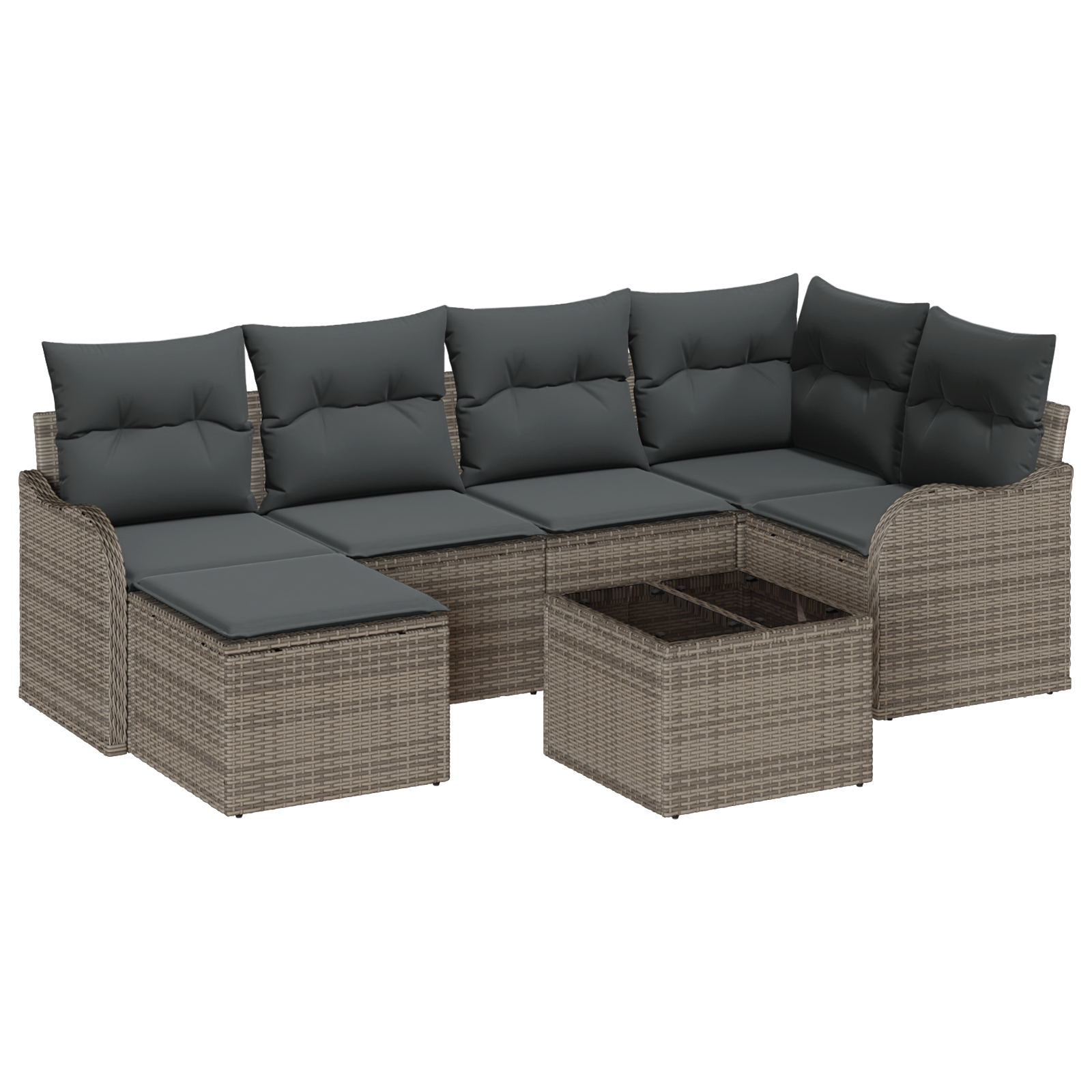 Set canapea de grădină vidaXL 6 piese cu perne din ratan poli negru Set canapea de grădină vidaXL 6 piese cu perne din ratan poli negru