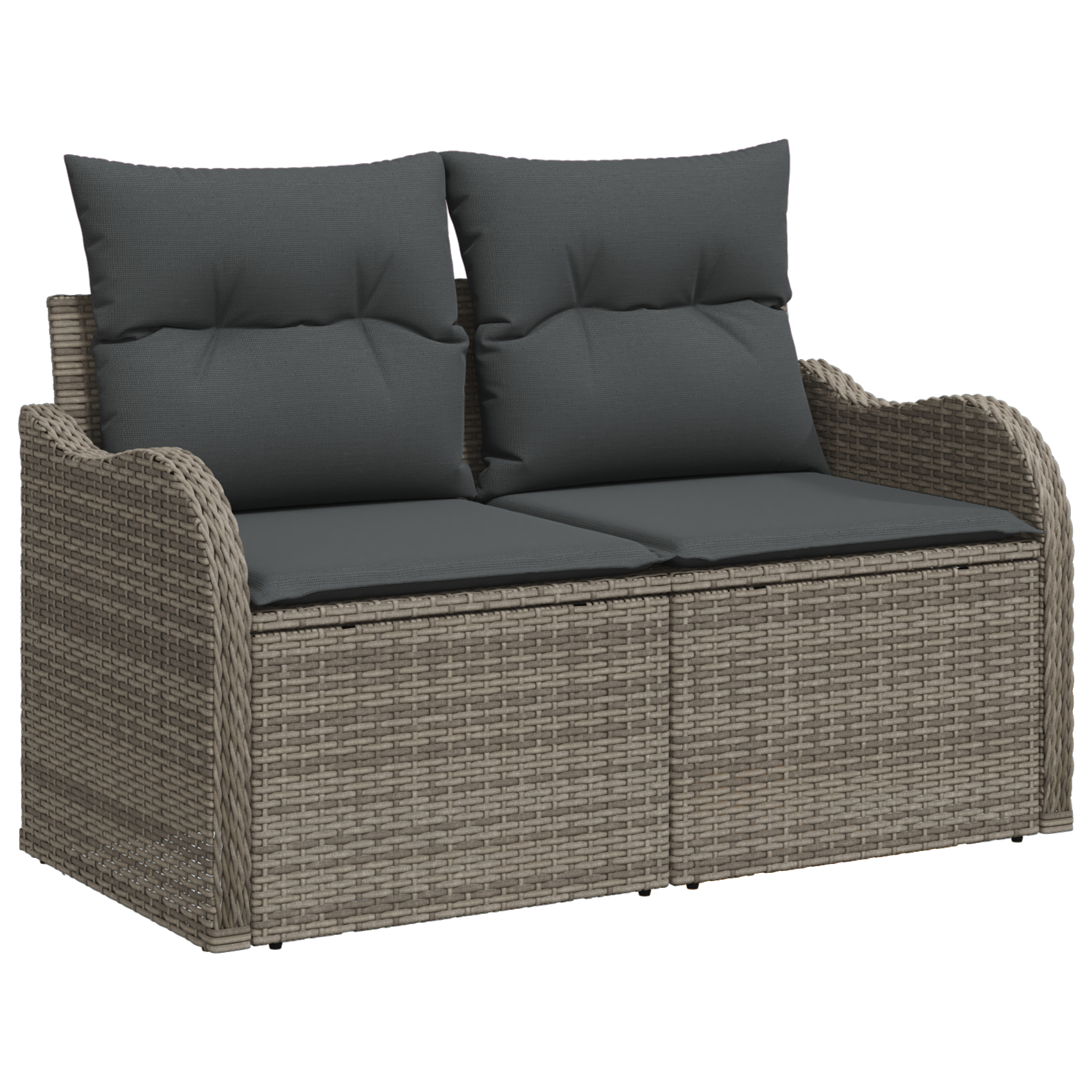 Set canapea de grădină vidaXL 6 piese cu perne din ratan poli negru Set canapea de grădină vidaXL 6 piese cu perne din ratan poli negru