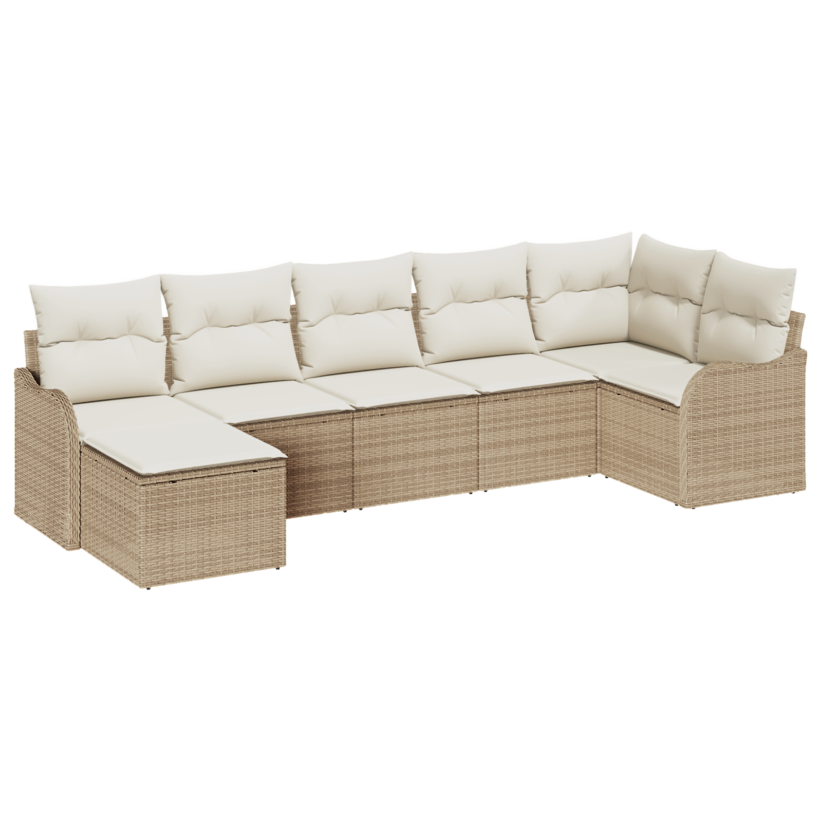 vidaXL Set de canapele pentru grădină cu pernă 7 pcs Bej Rattan poli vidaXL Set de canapele pentru grădină cu pernă 7 pcs Bej Rattan poli