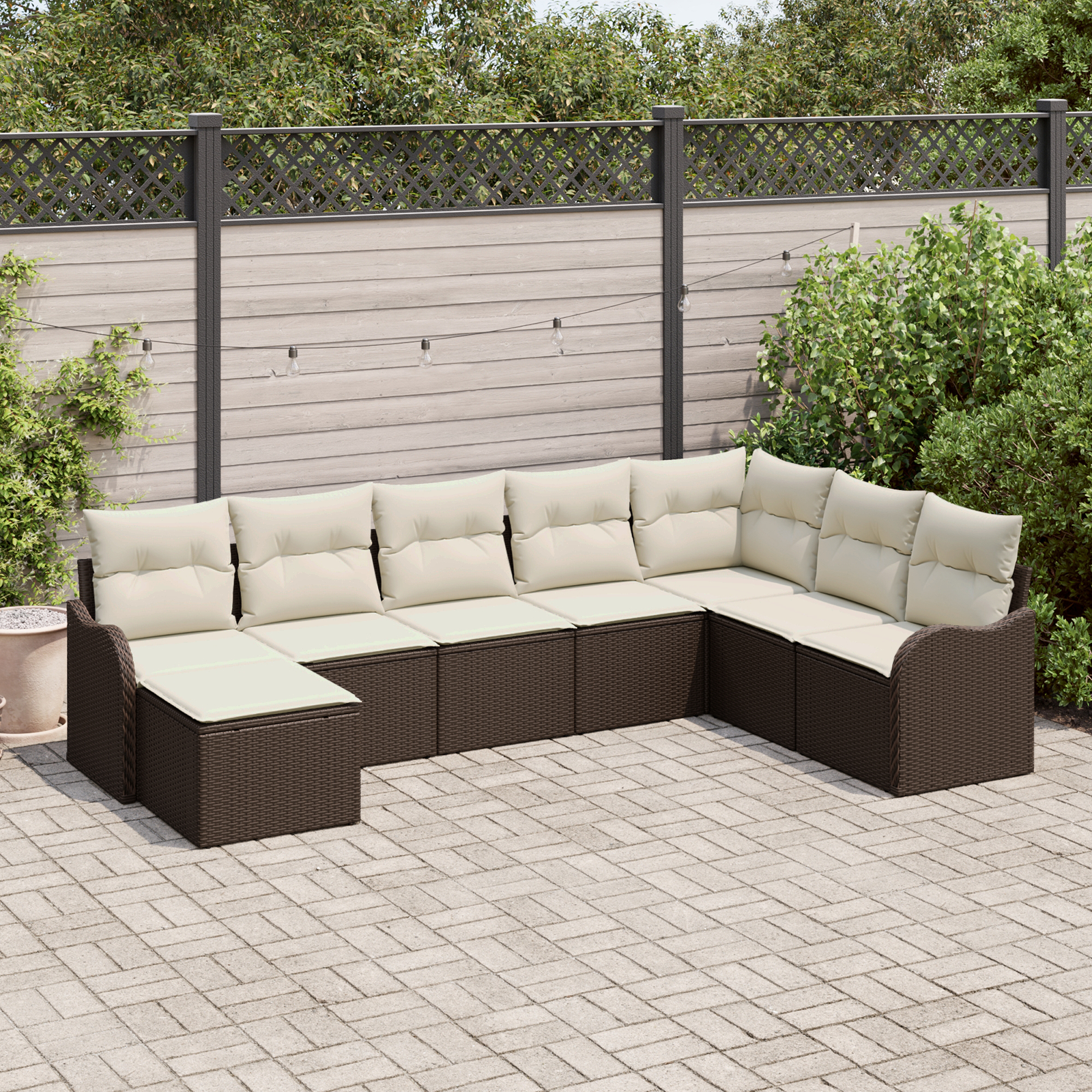 vidaXL Set de canapele pentru grădină cu pernă 8 pcs Maro Rattan poli vidaXL Set de canapele pentru grădină cu pernă 8 pcs Maro Rattan poli