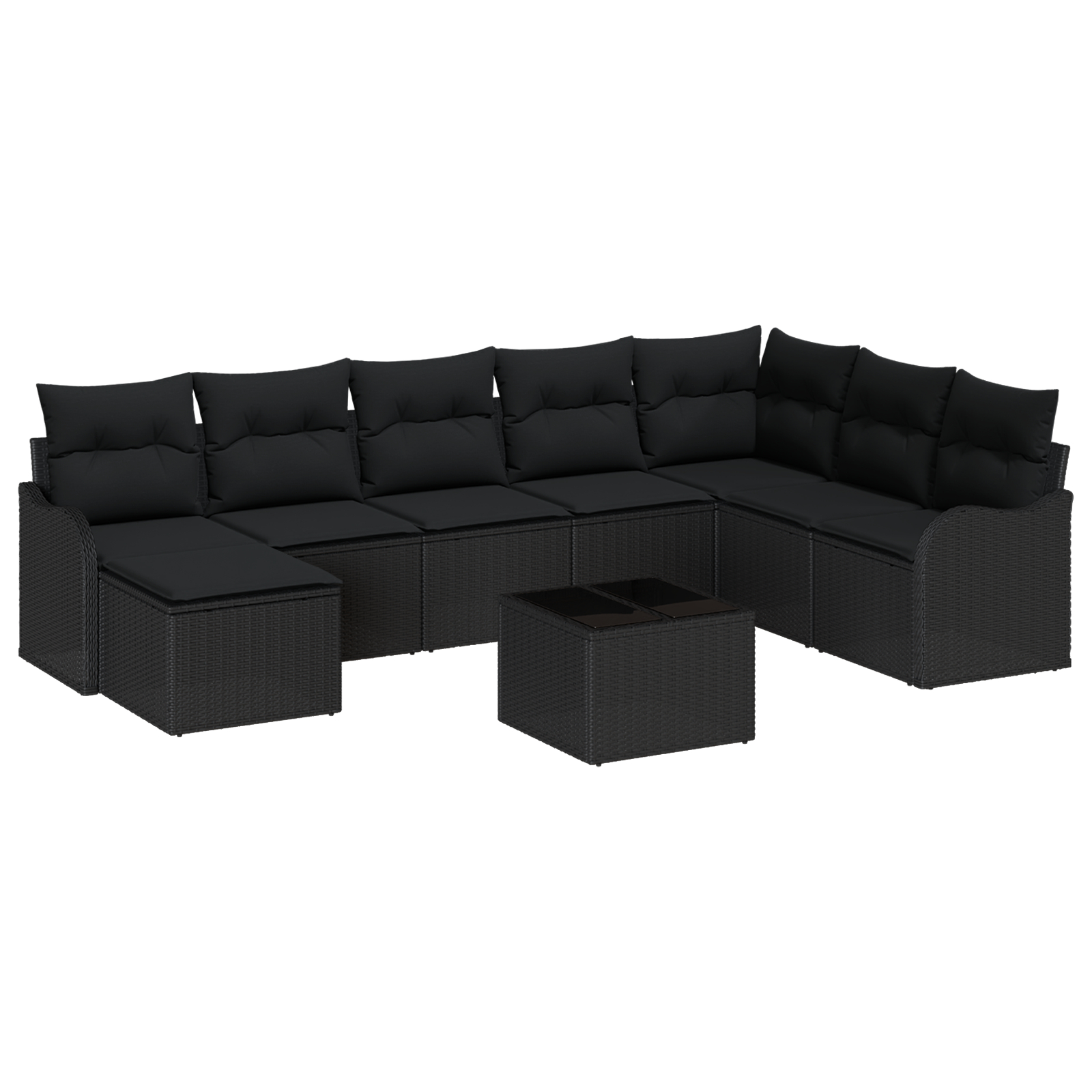 vidaXL Set de canapele pentru grădină cu pernă 9 pcs Negru Rattan poli vidaXL Set de canapele pentru grădină cu pernă 9 pcs Negru Rattan poli