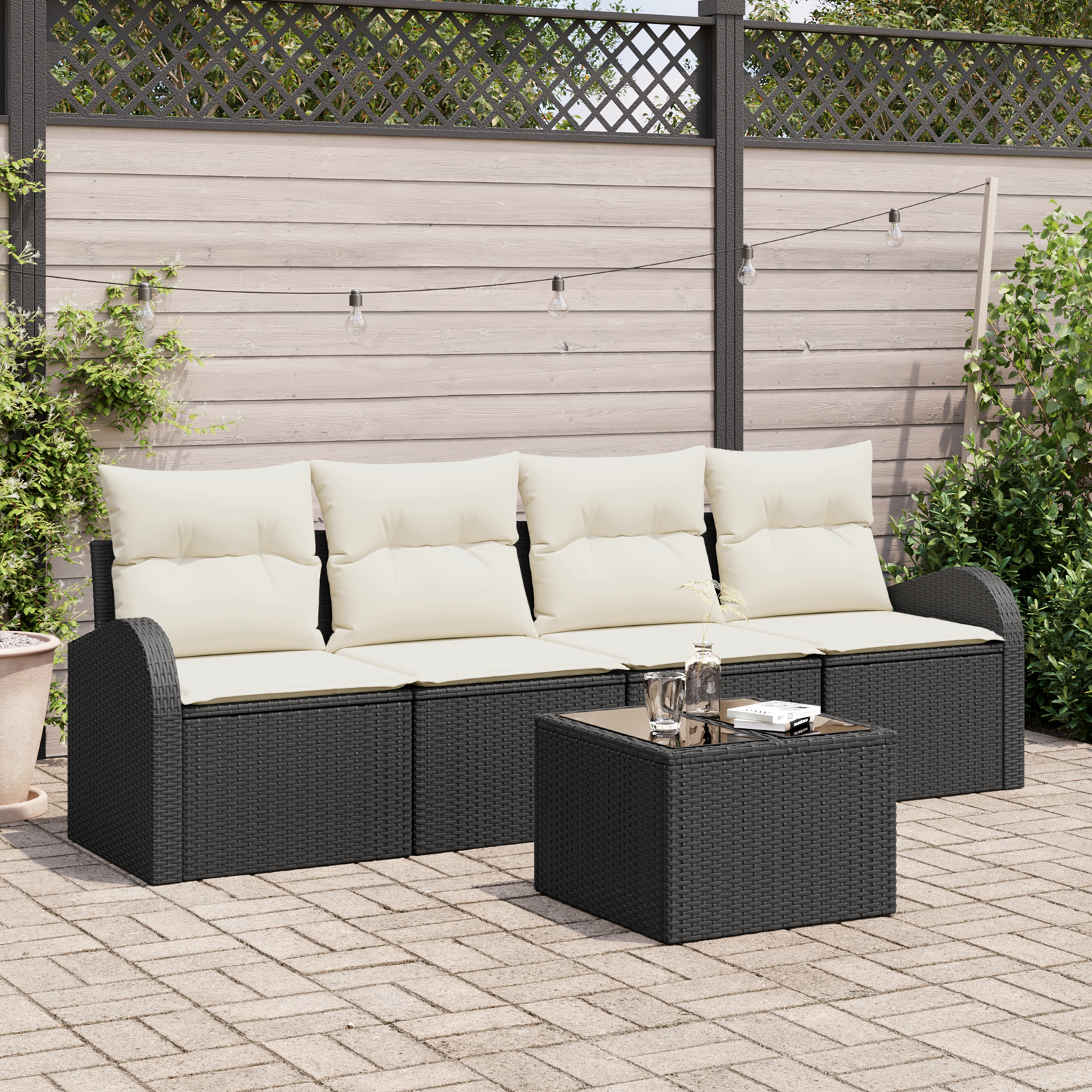 vidaXL Set de canapele pentru grădină 5 pcs Negru 55 x 55 x 37 cm