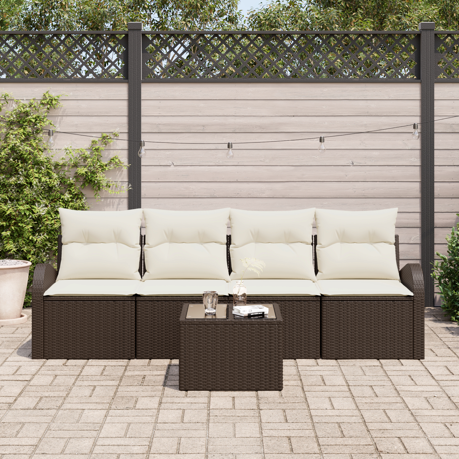 vidaXL Set de canapele pentru grădină 5 pcs Maro 55 x 55 x 37 cm