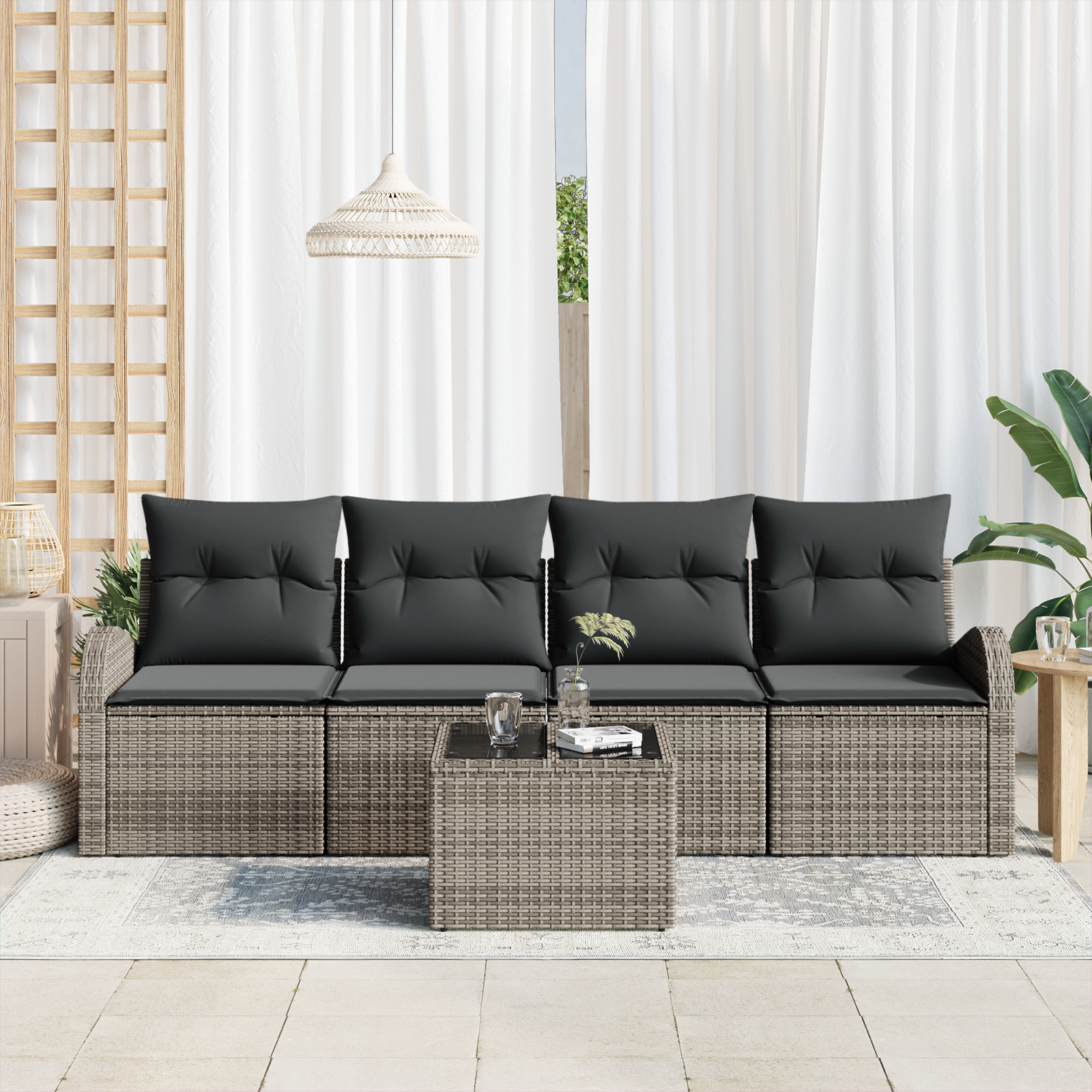 vidaXL Set de canapele pentru grădină 5 pcs Gri 55 x 55 x 37 cm