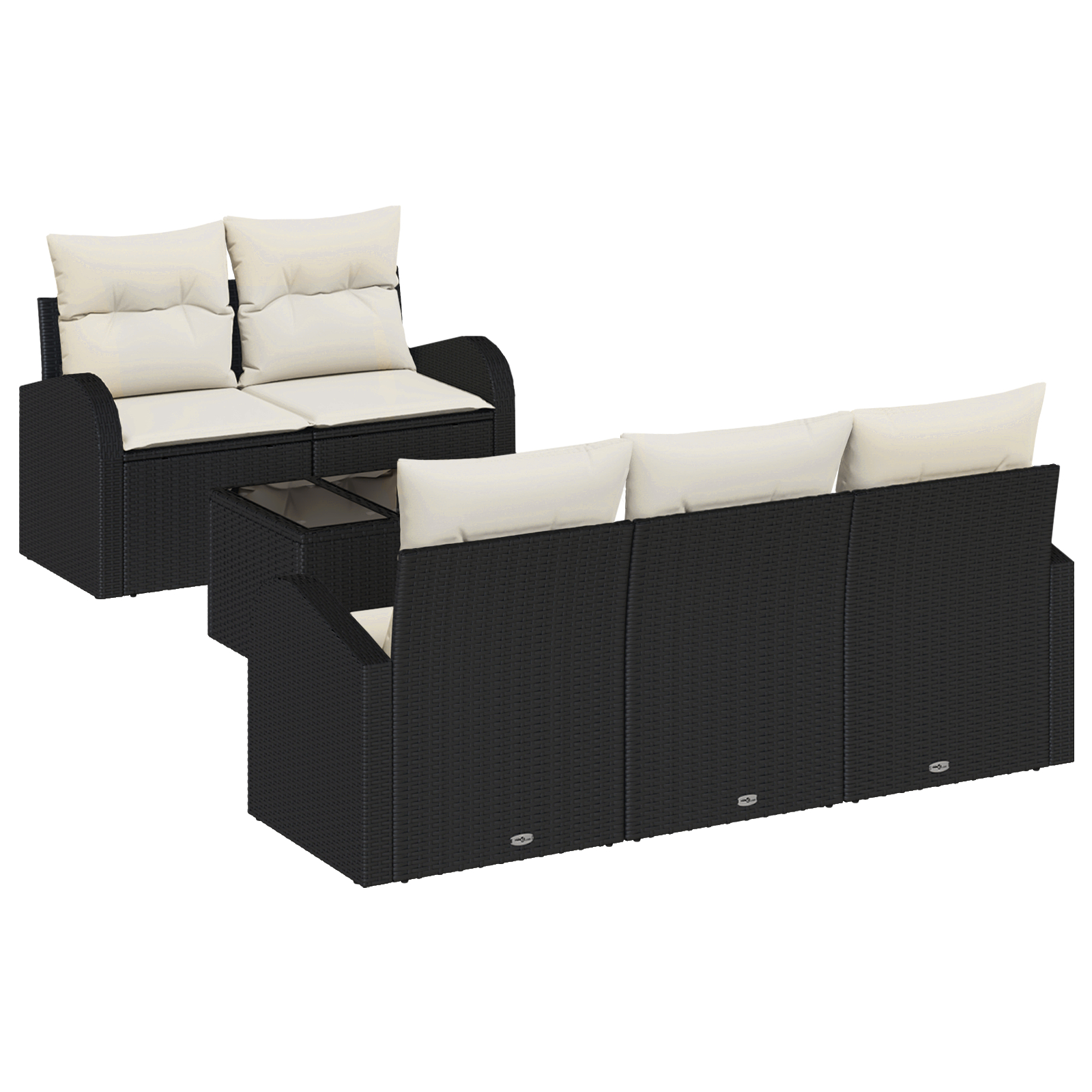 vidaXL Set de canapele pentru grădină 6 pcs Negru 55 x 55 x 37 cm