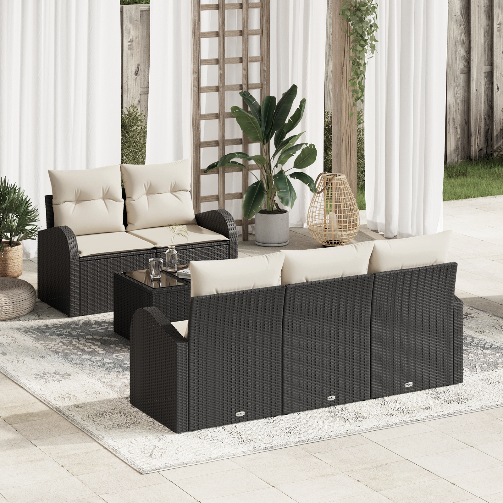 vidaXL Set de canapele pentru grădină 6 pcs Negru 55 x 55 x 37 cm