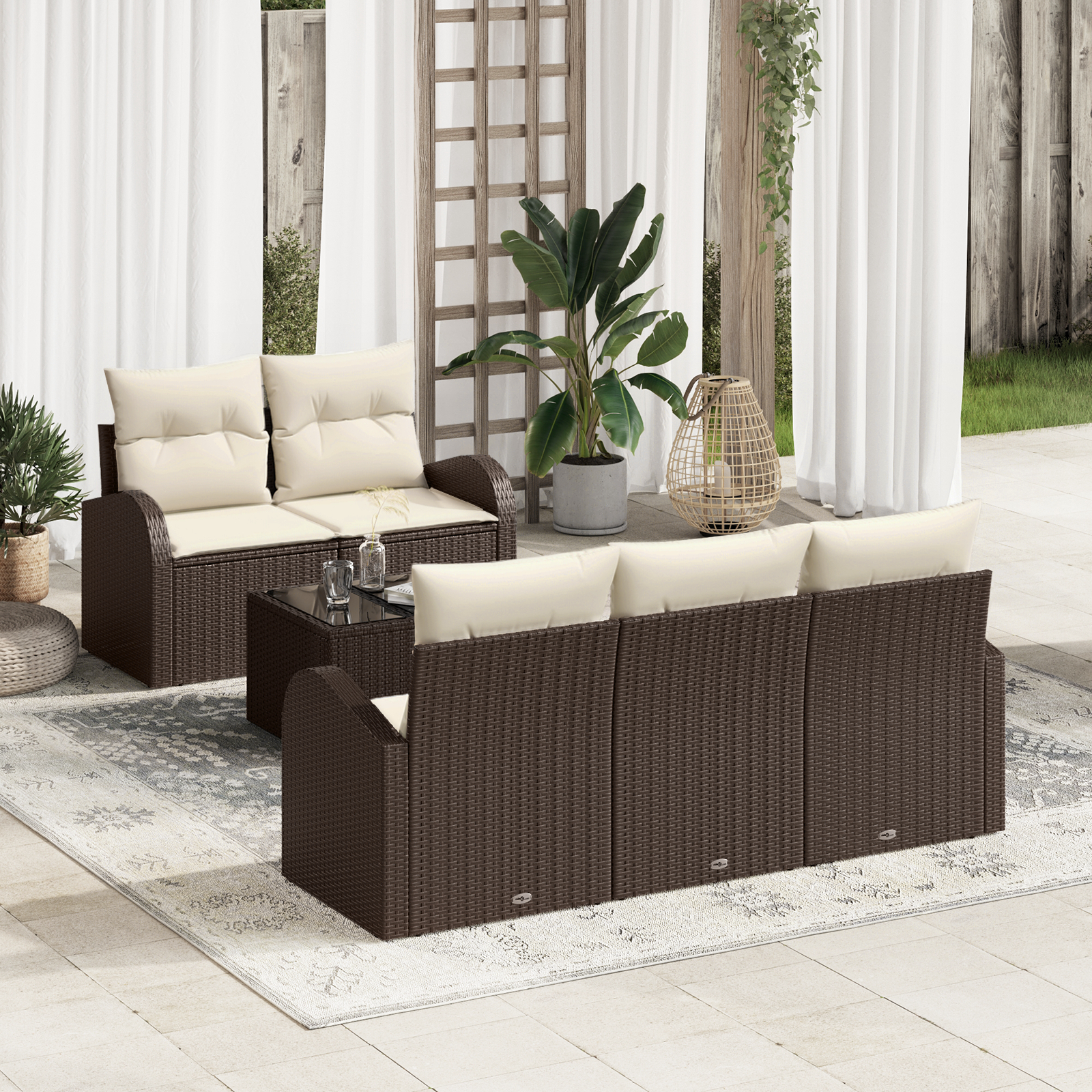 vidaXL Set de canapele pentru grădină 6 pcs Maro 55 x 55 x 37 cm