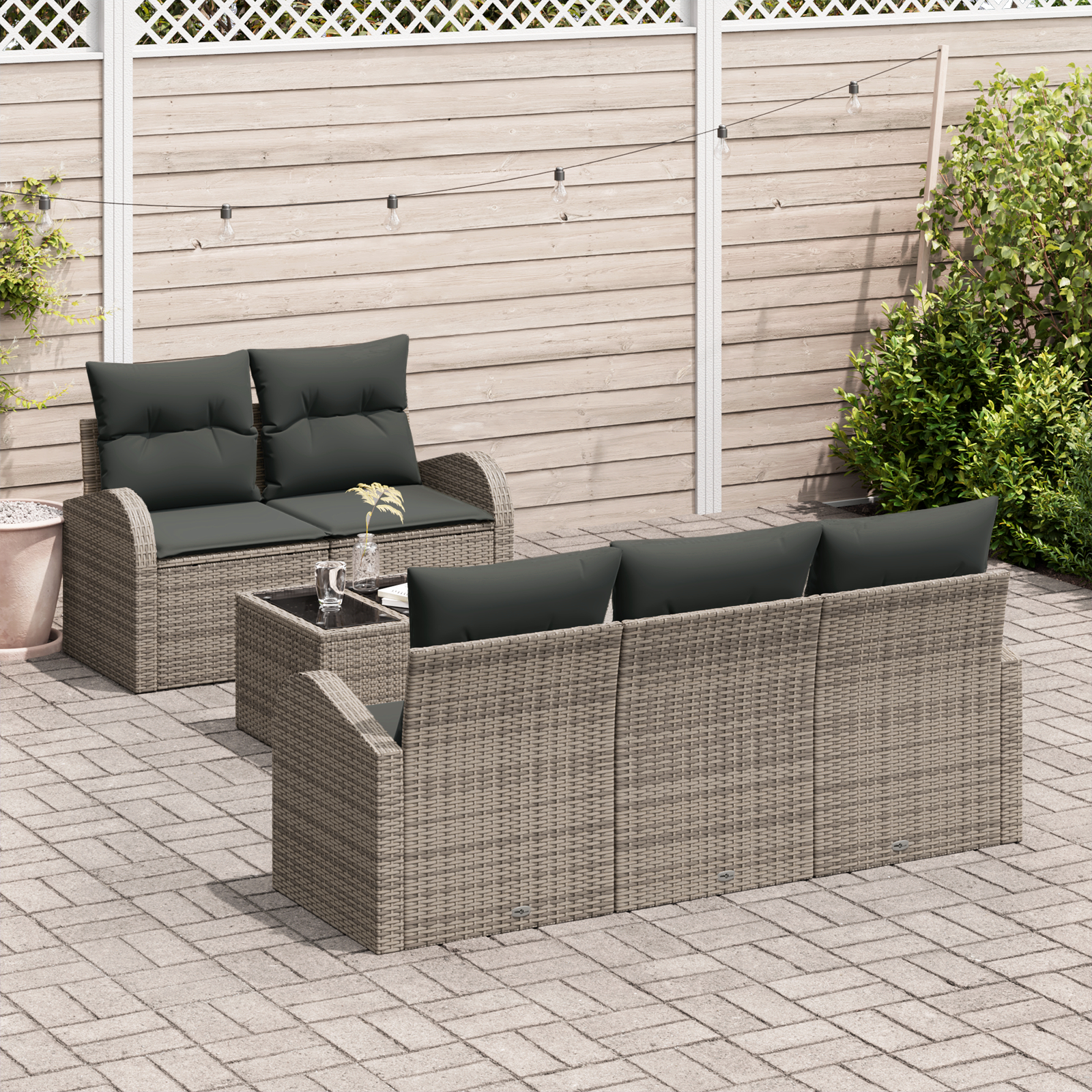 vidaXL Set de canapele pentru grădină 6 pcs Gri 55 x 55 x 37 cm