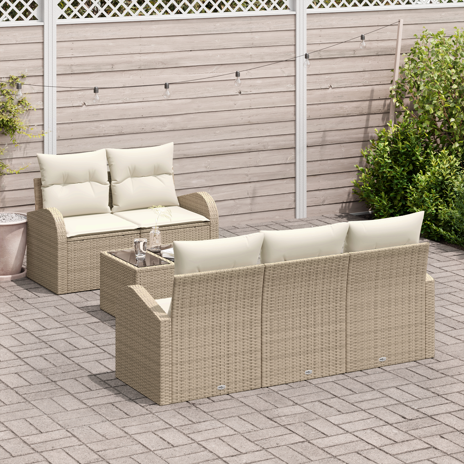 vidaXL Set de canapele pentru grădină 6 pcs Bej 55 x 55 x 37 cm