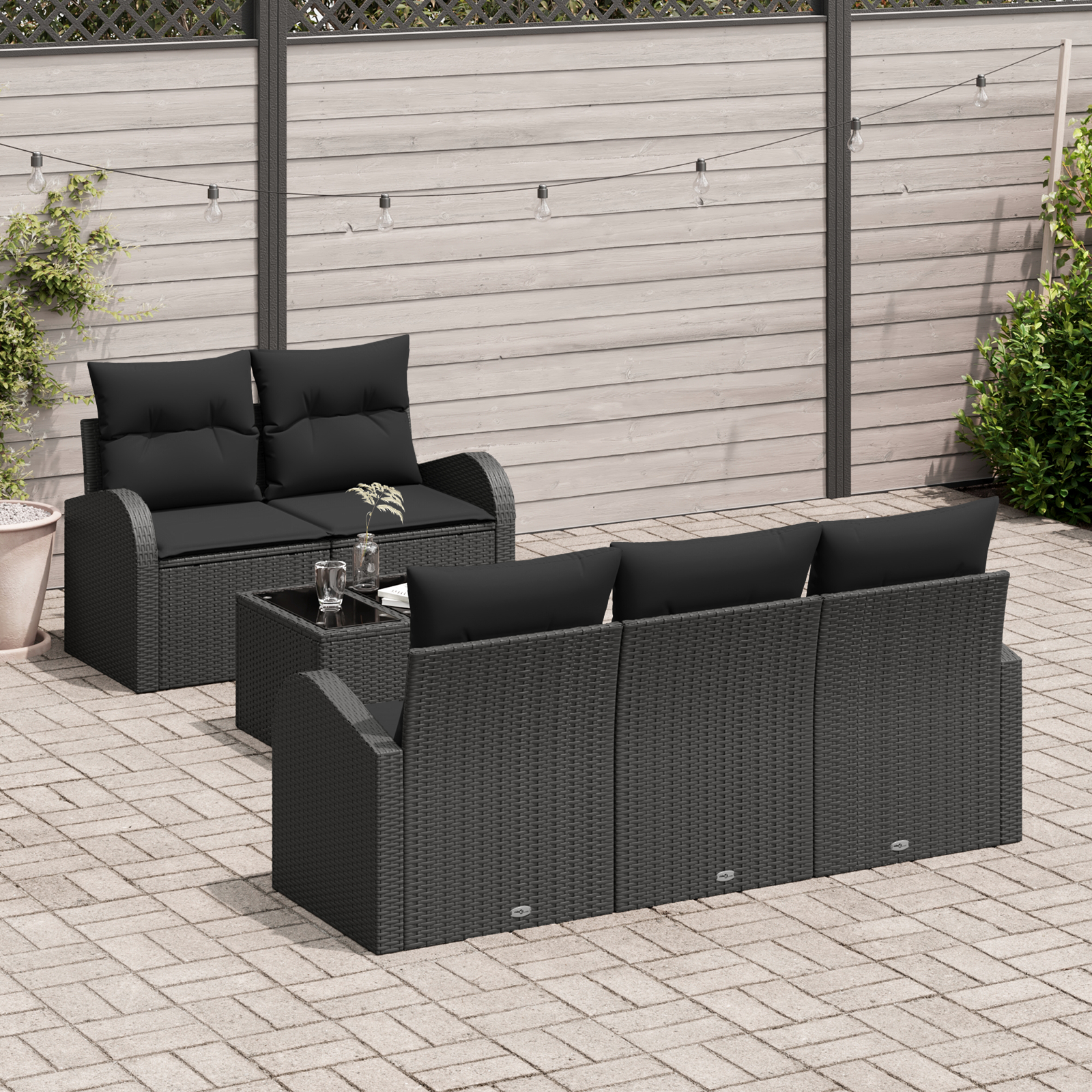 vidaXL Set de canapele pentru grădină 6 pcs Negru 55 x 55 x 37 cm