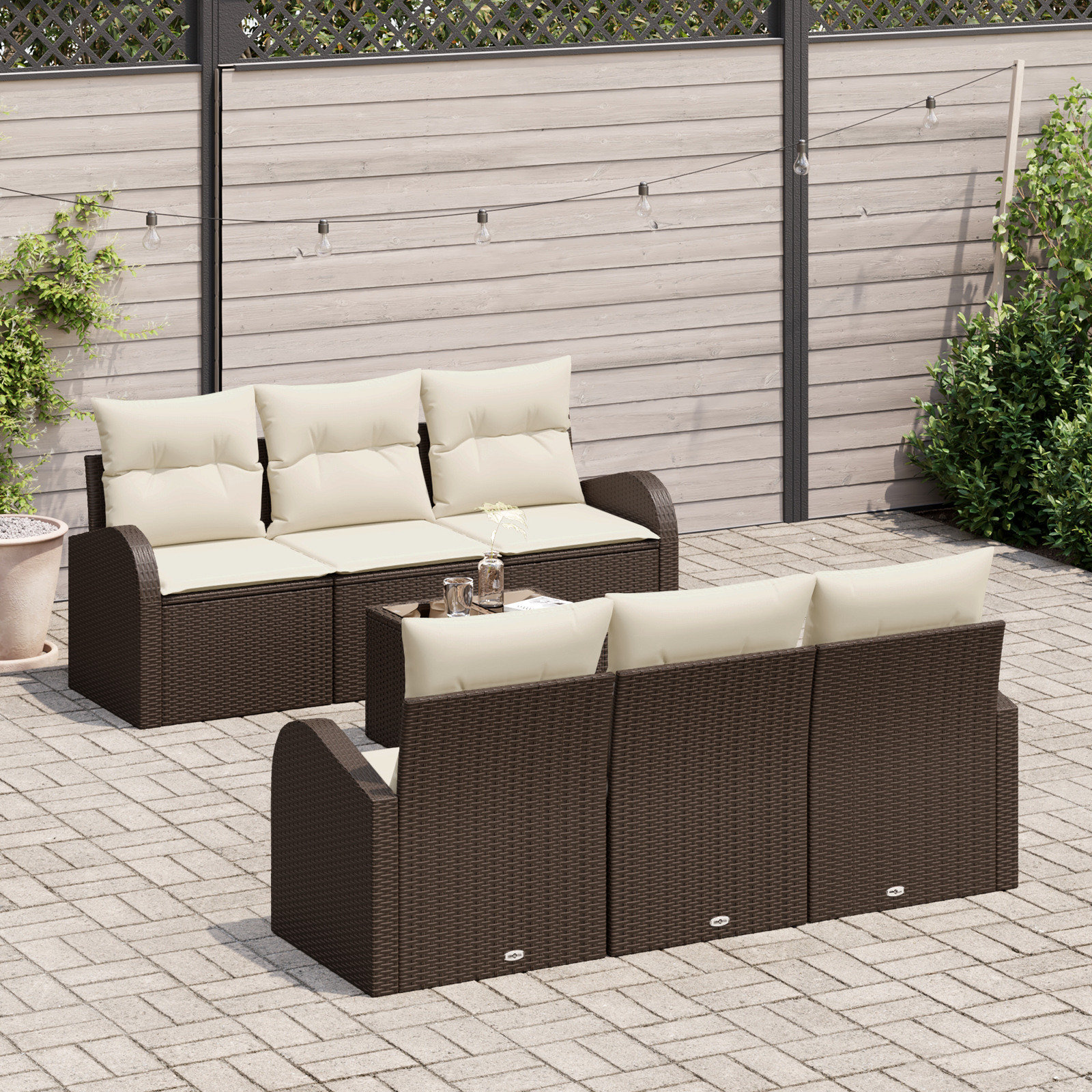 vidaXL Set de canapele pentru grădină 7 pcs Maro 55 x 55 x 37 cm vidaXL Set de canapele pentru grădină 7 pcs Maro 55 x 55 x 37 cm