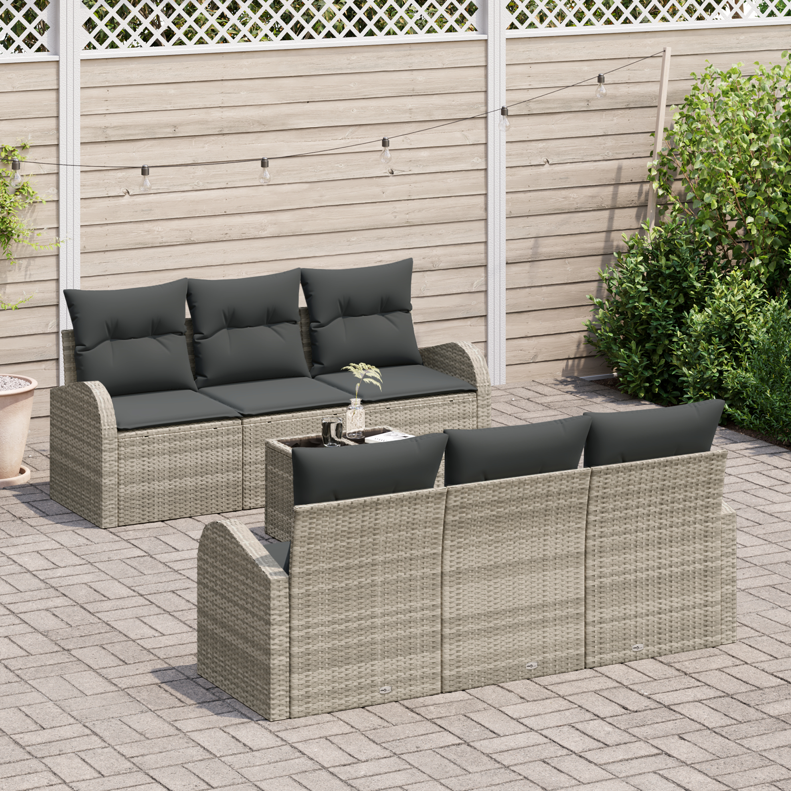 vidaXL Set de canapele pentru grădină cu pernă 7 pcs Gri deschis vidaXL Set de canapele pentru grădină cu pernă 7 pcs Gri deschis