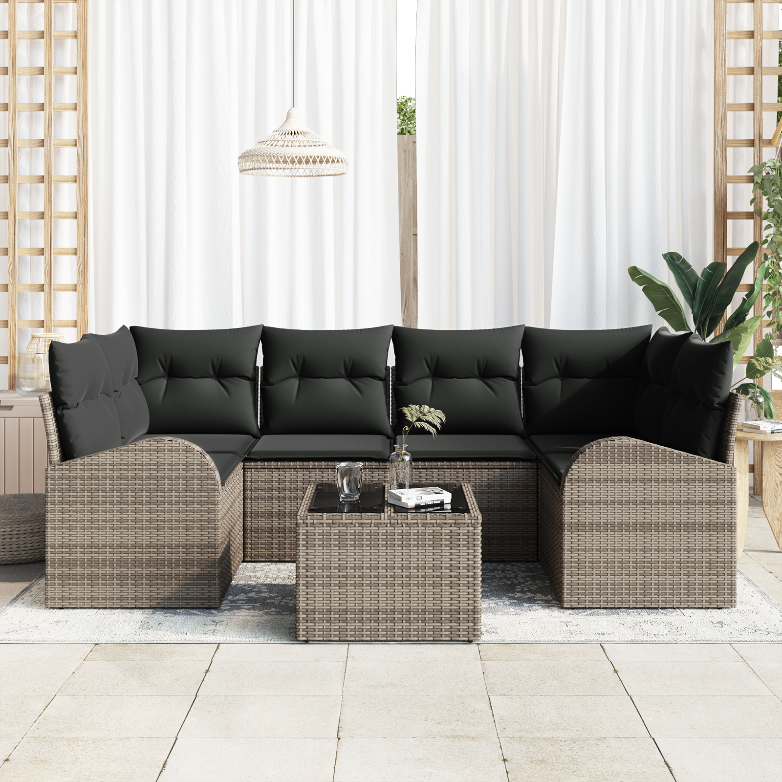 vidaXL Set de canapele pentru grădină 7 pcs Gri 55 x 55 x 37 cm