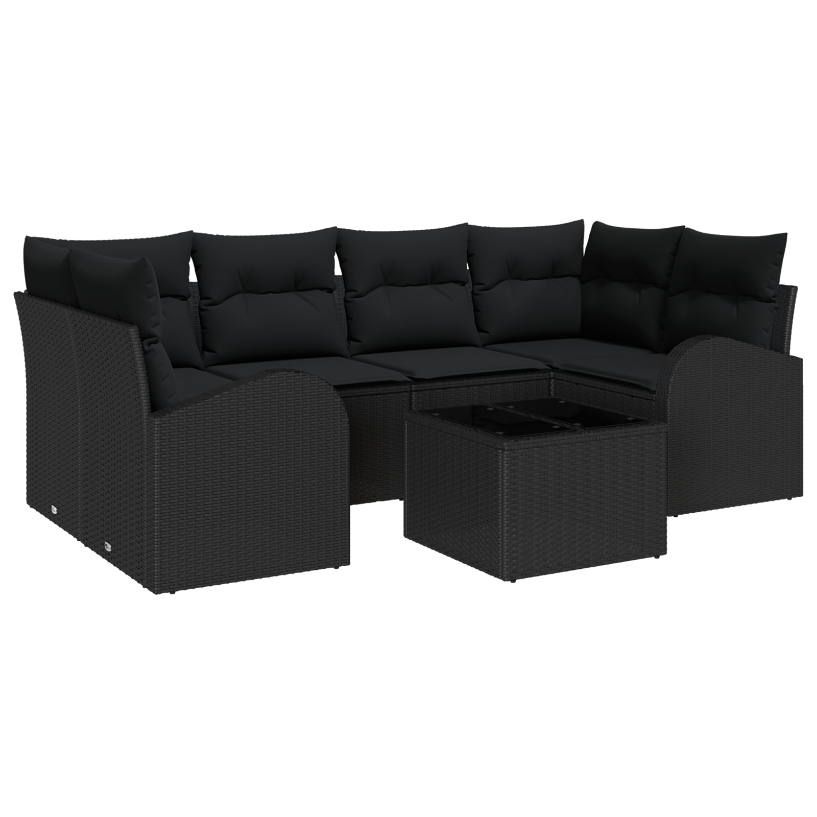 vidaXL Set de canapele pentru grădină 7 pcs Negru 55 x 55 x 37 cm