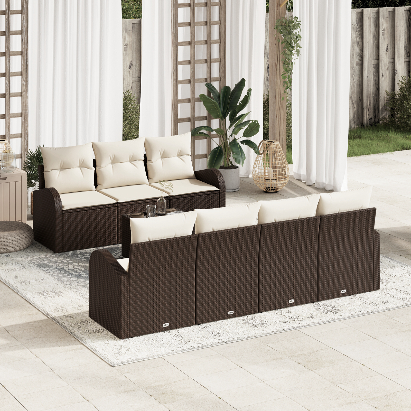 vidaXL Set de canapele pentru grădină 8 pcs Maro 55 x 55 x 37 cm