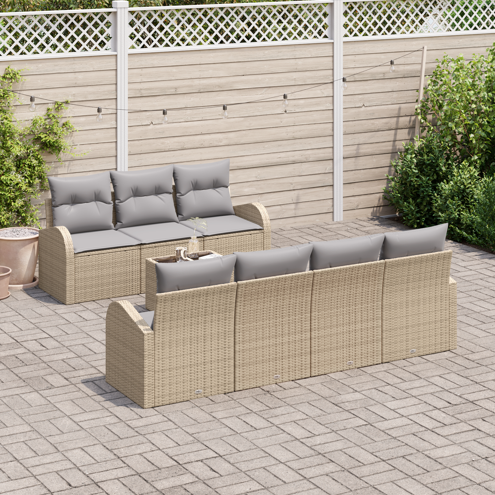 vidaXL Set de canapele pentru grădină 8 pcs Bej 55 x 55 x 37 cm