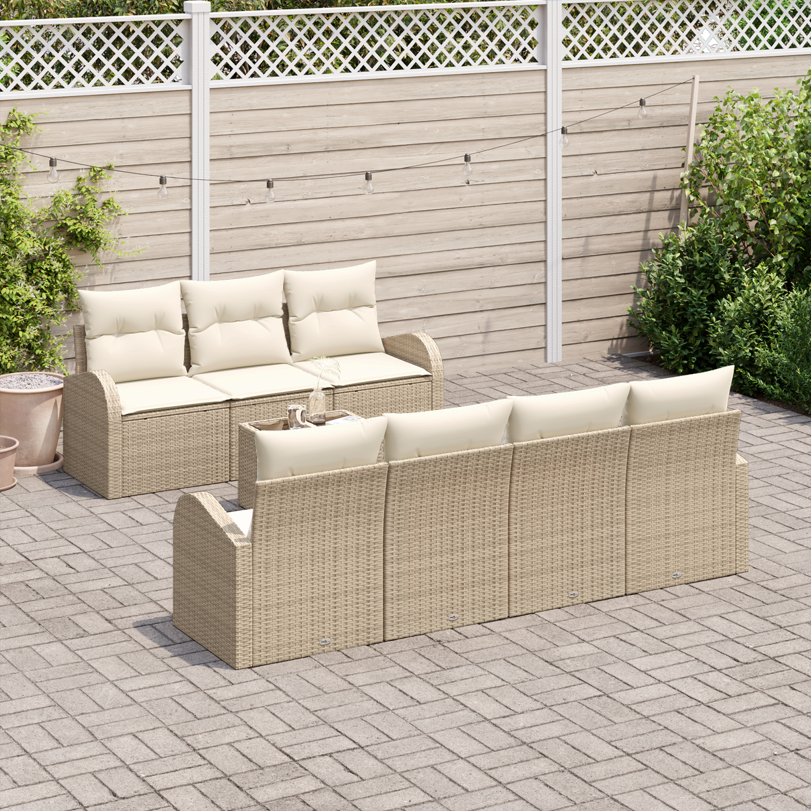 vidaXL Set de canapele pentru grădină 8 pcs Bej 55 x 55 x 37 cm
