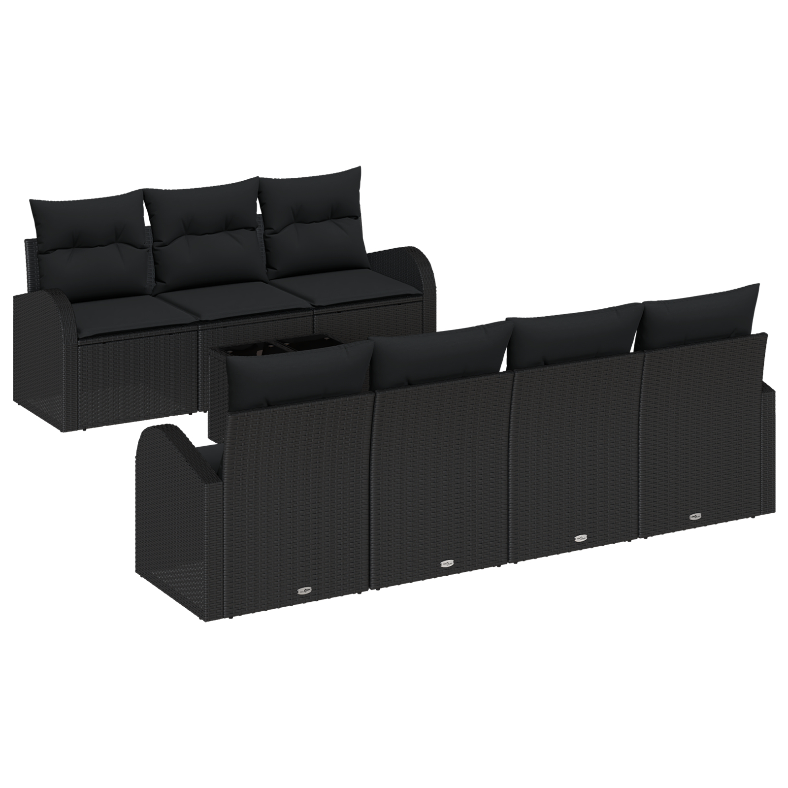 vidaXL Set de canapele pentru grădină 8 pcs Negru 55 x 55 x 37 cm