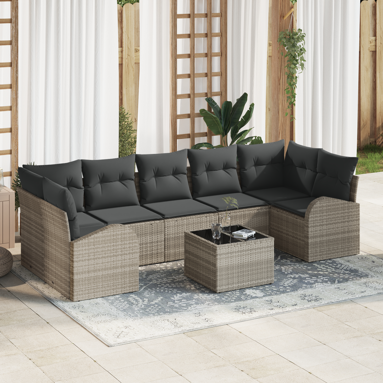vidaXL Set de canapele pentru grădină 8 pcs Gri deschis