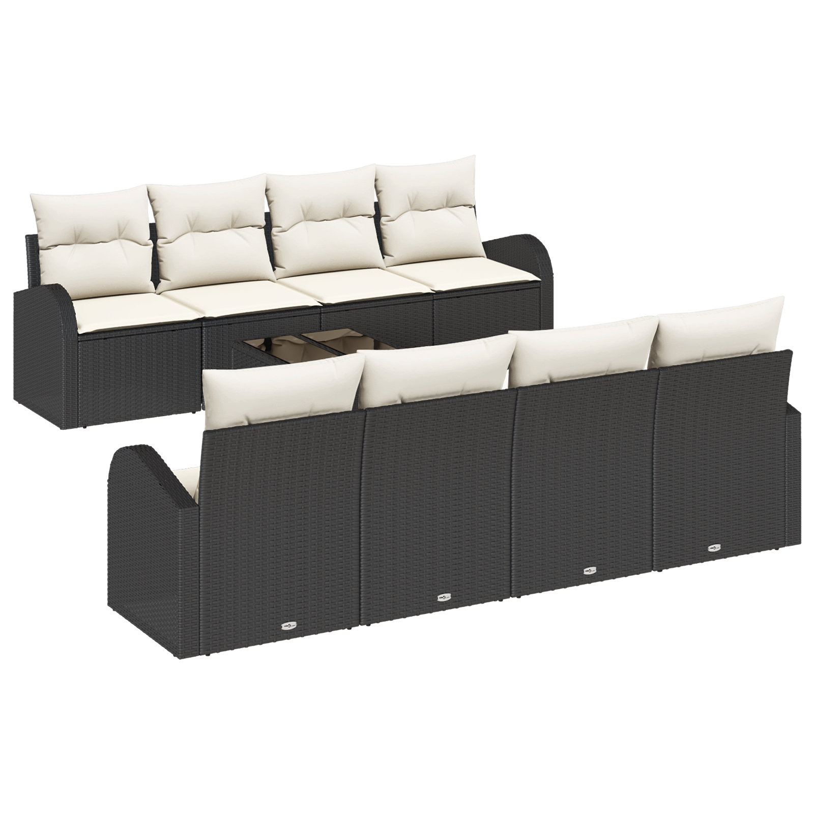vidaXL Set de canapele pentru grădină 7 pcs Negru și Bej