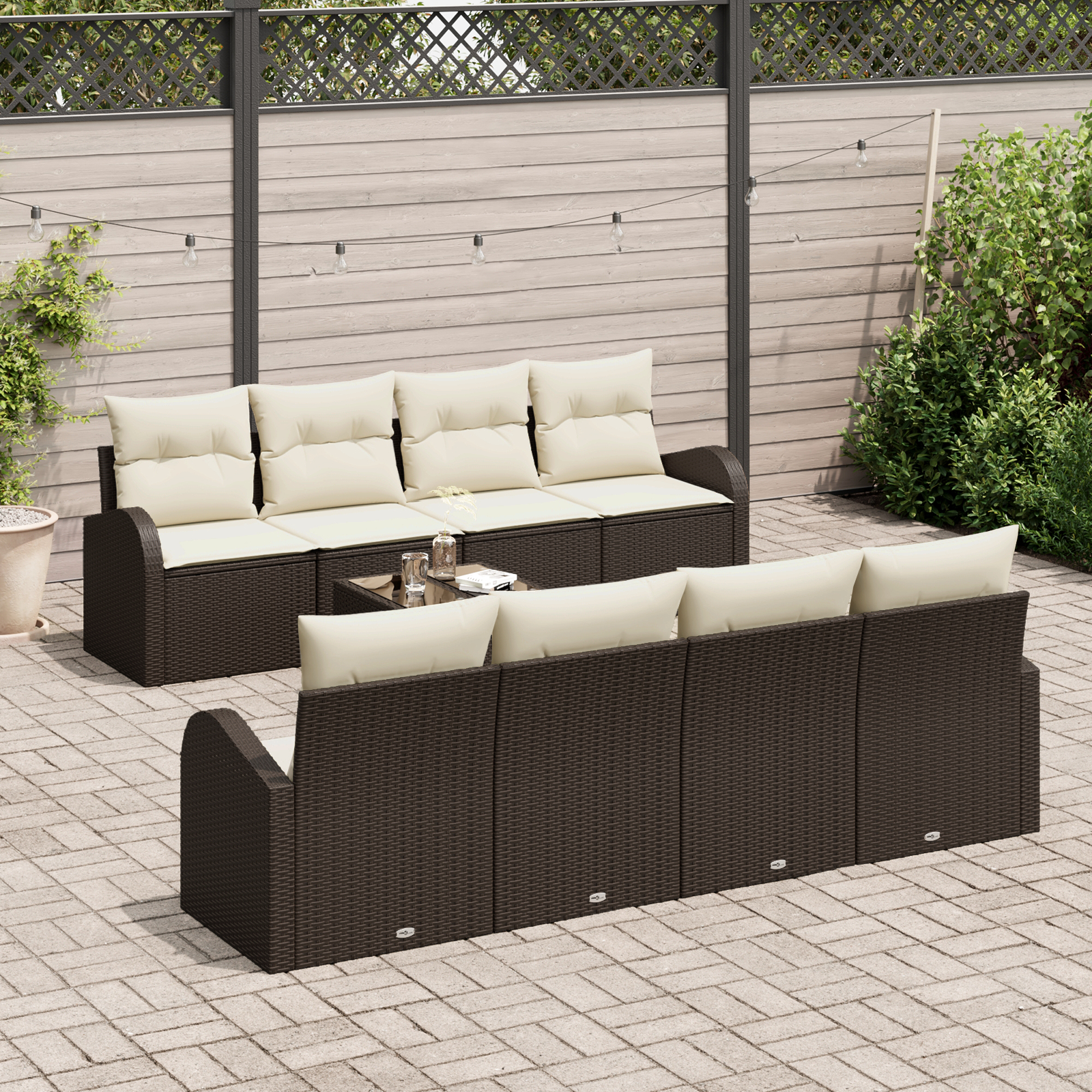 vidaXL Set de canapele pentru grădină 7 pcs Maro și Bej vidaXL Set de canapele pentru grădină 7 pcs Maro și Bej