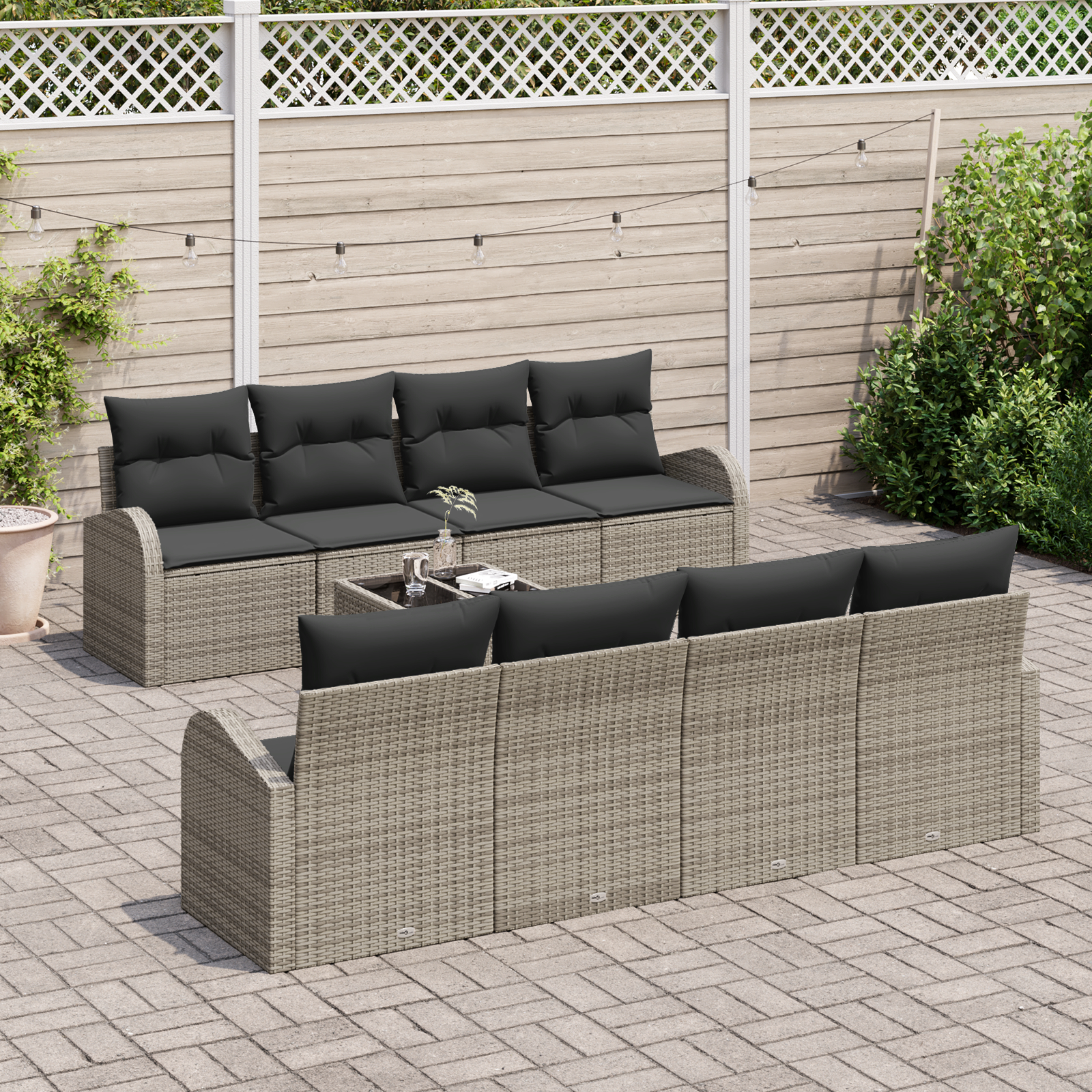 vidaXL Set de canapele pentru grădină 7 pcs Gri și Gri Închis