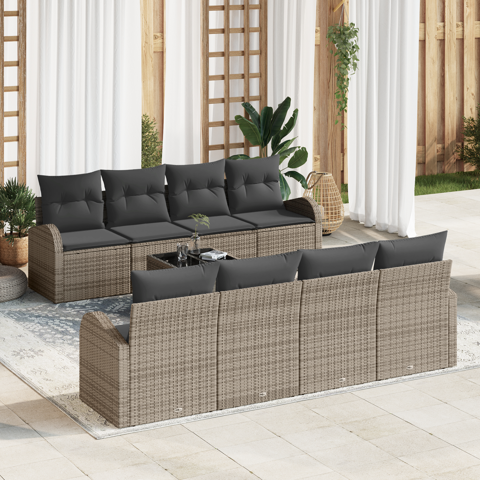 vidaXL Set de canapele pentru grădină 7 pcs Gri și Gri Închis