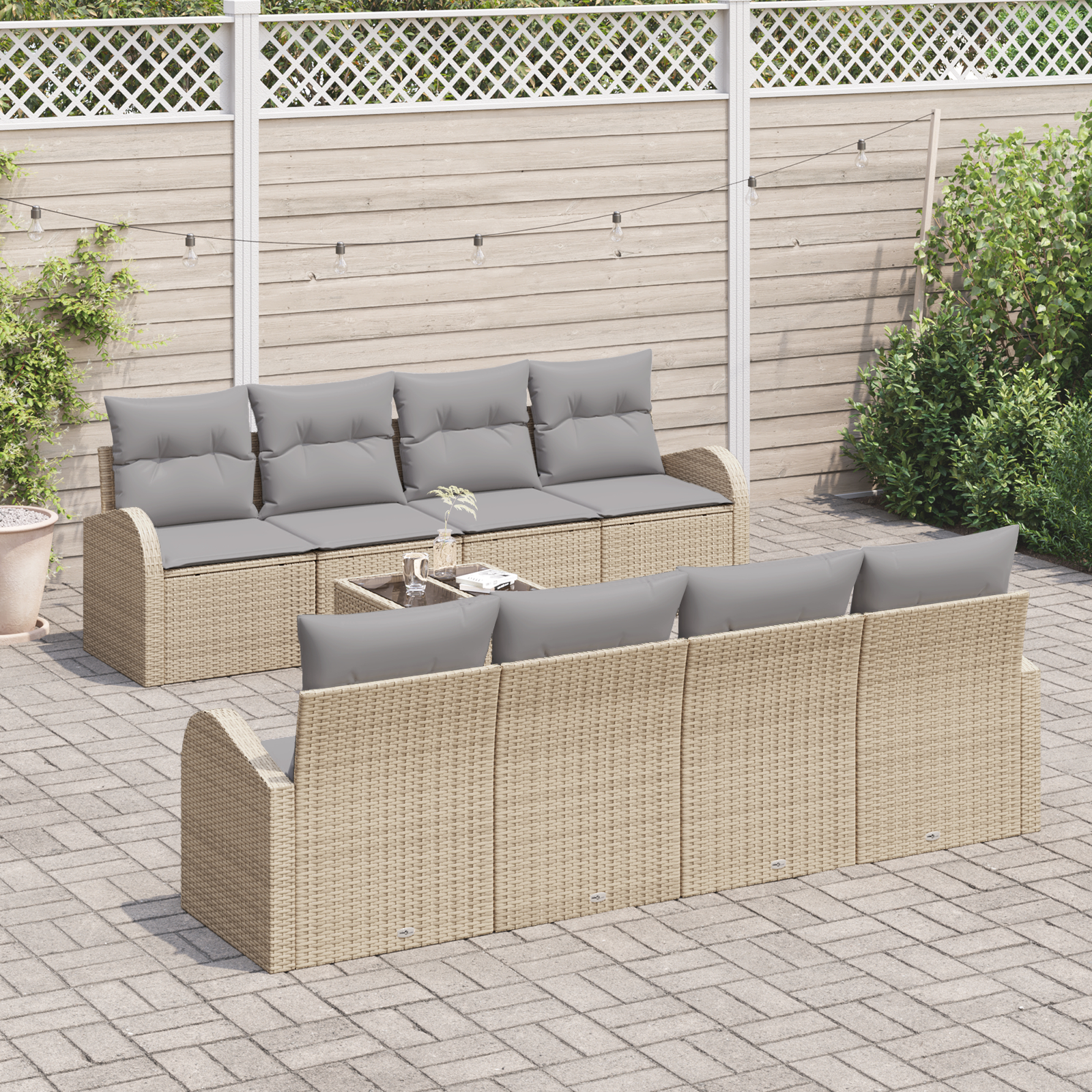 vidaXL Set de canapele pentru grădină 7 pcs Bej 55 x 55 x 37 cm
