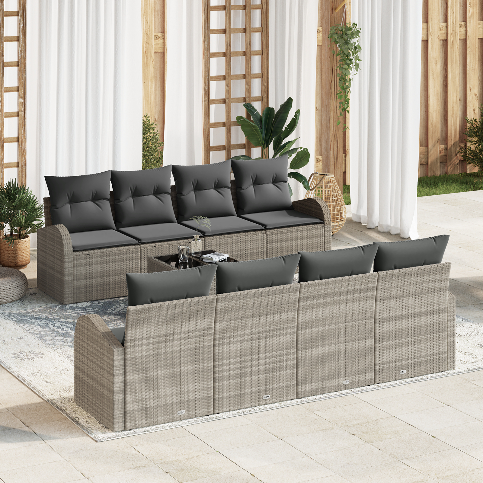 vidaXL Set de canapele pentru grădină 7 pcs Gri deschis vidaXL Set de canapele pentru grădină 7 pcs Gri deschis
