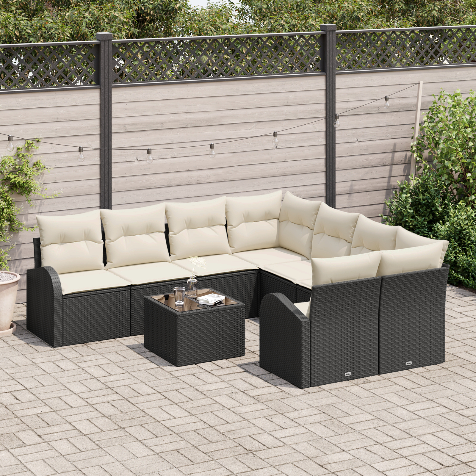 vidaXL Set de canapele pentru grădină 9 pcs Negru 55 x 55 x 37 cm vidaXL Set de canapele pentru grădină 9 pcs Negru 55 x 55 x 37 cm