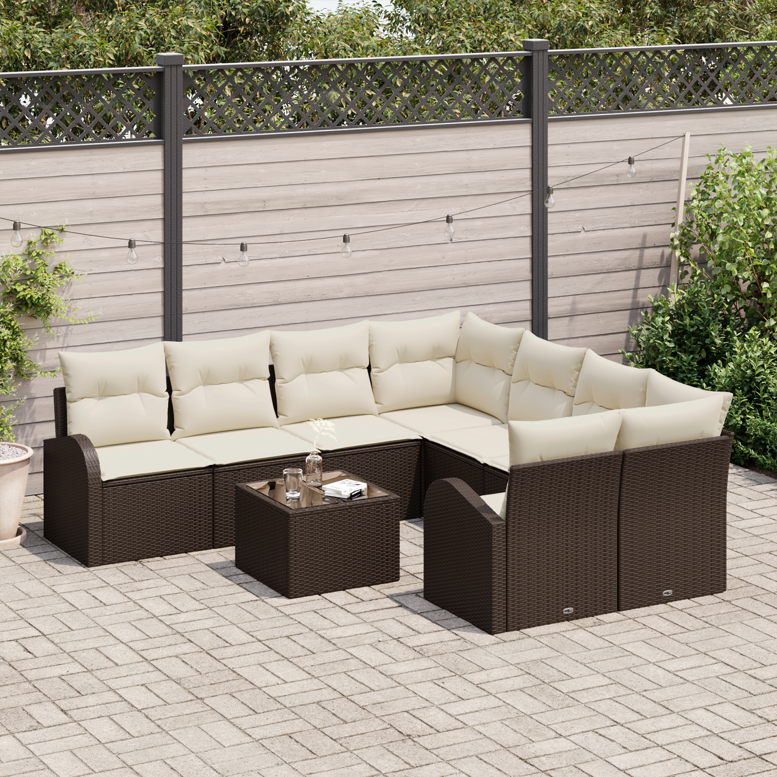 vidaXL Set de canapele pentru grădină 9 pcs Maro 55 x 55 x 37 cm