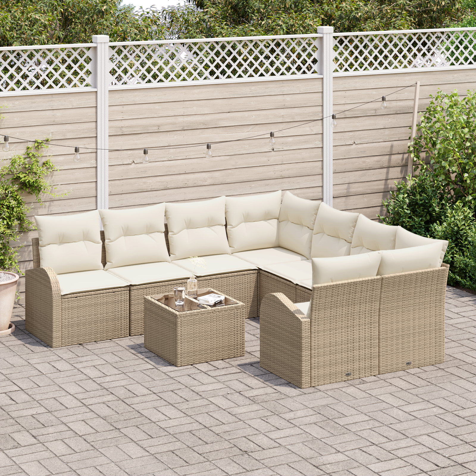 vidaXL Set de canapele pentru grădină 9 pcs Bej 55 x 55 x 37 cm