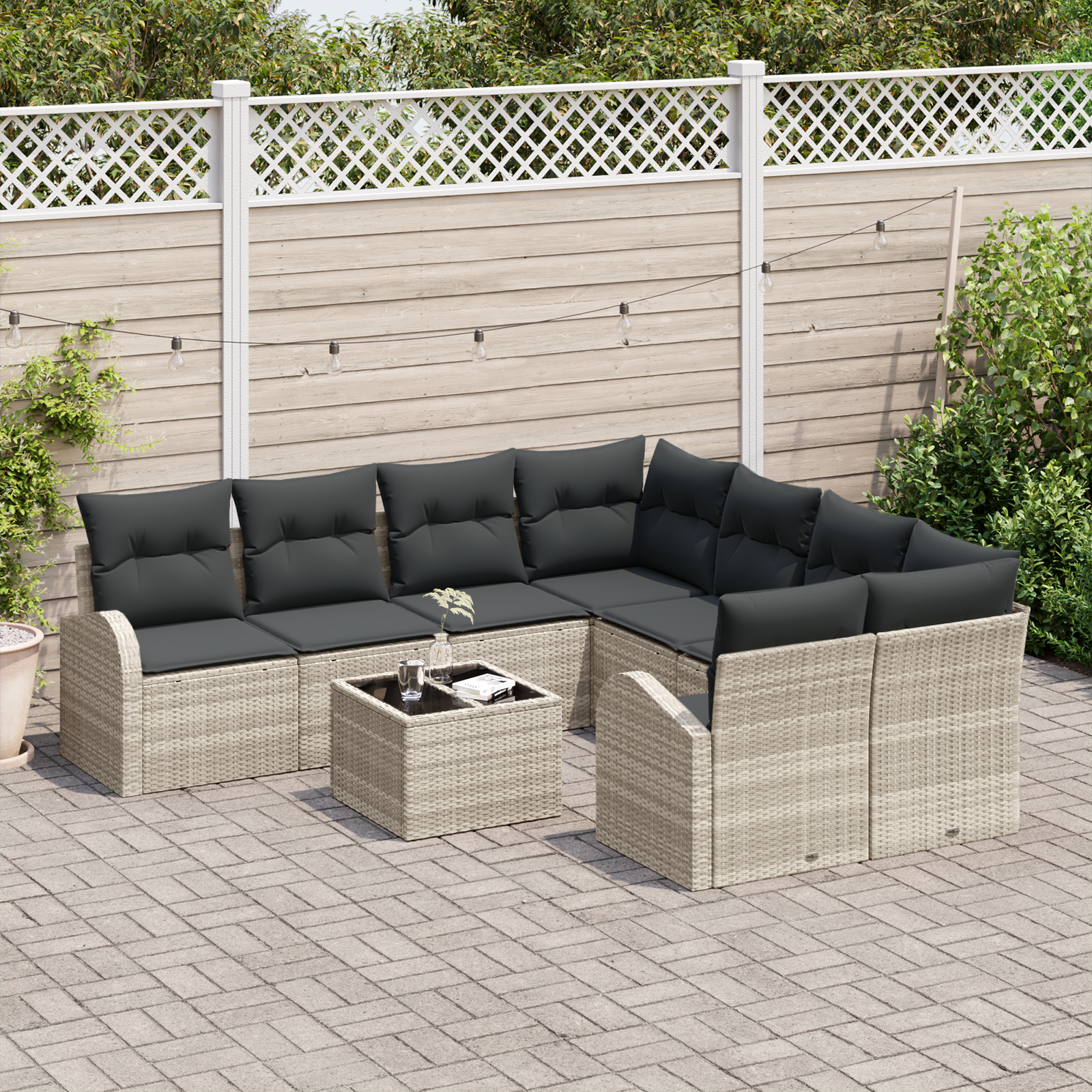 vidaXL Set de canapele pentru grădină 9 pcs 55 x 55 x 37 cm poliratan