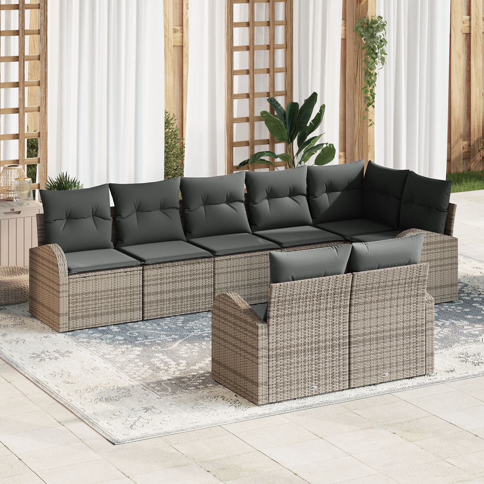 vidaXL Set de canapele pentru grădină cu pernă 8 pcs 289 x 124 x 85 cm vidaXL Set de canapele pentru grădină cu pernă 8 pcs 289 x 124 x 85 cm