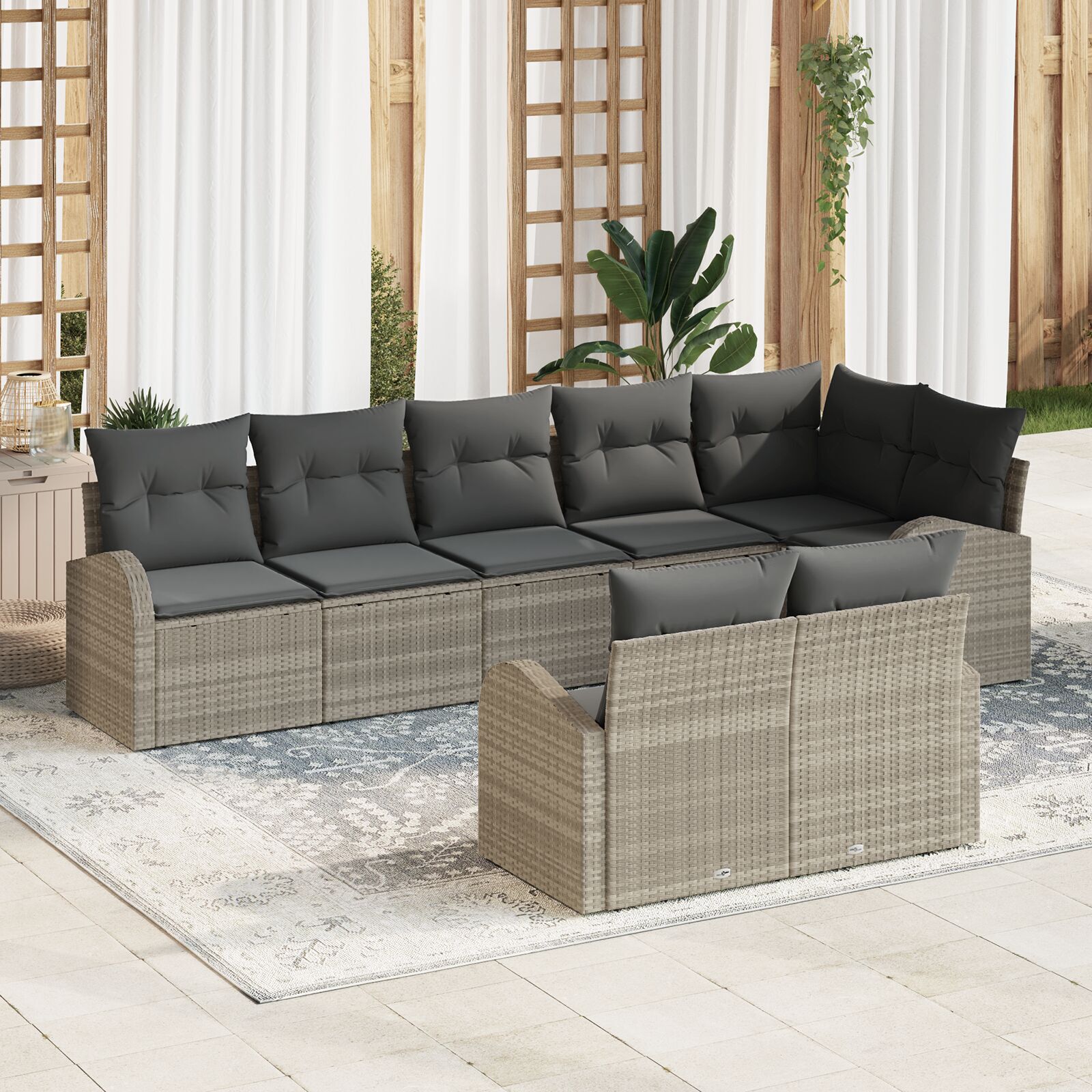 vidaXL Set de canapele pentru grădină cu pernă 8 pcs 289 x 124 x 85 cm vidaXL Set de canapele pentru grădină cu pernă 8 pcs 289 x 124 x 85 cm