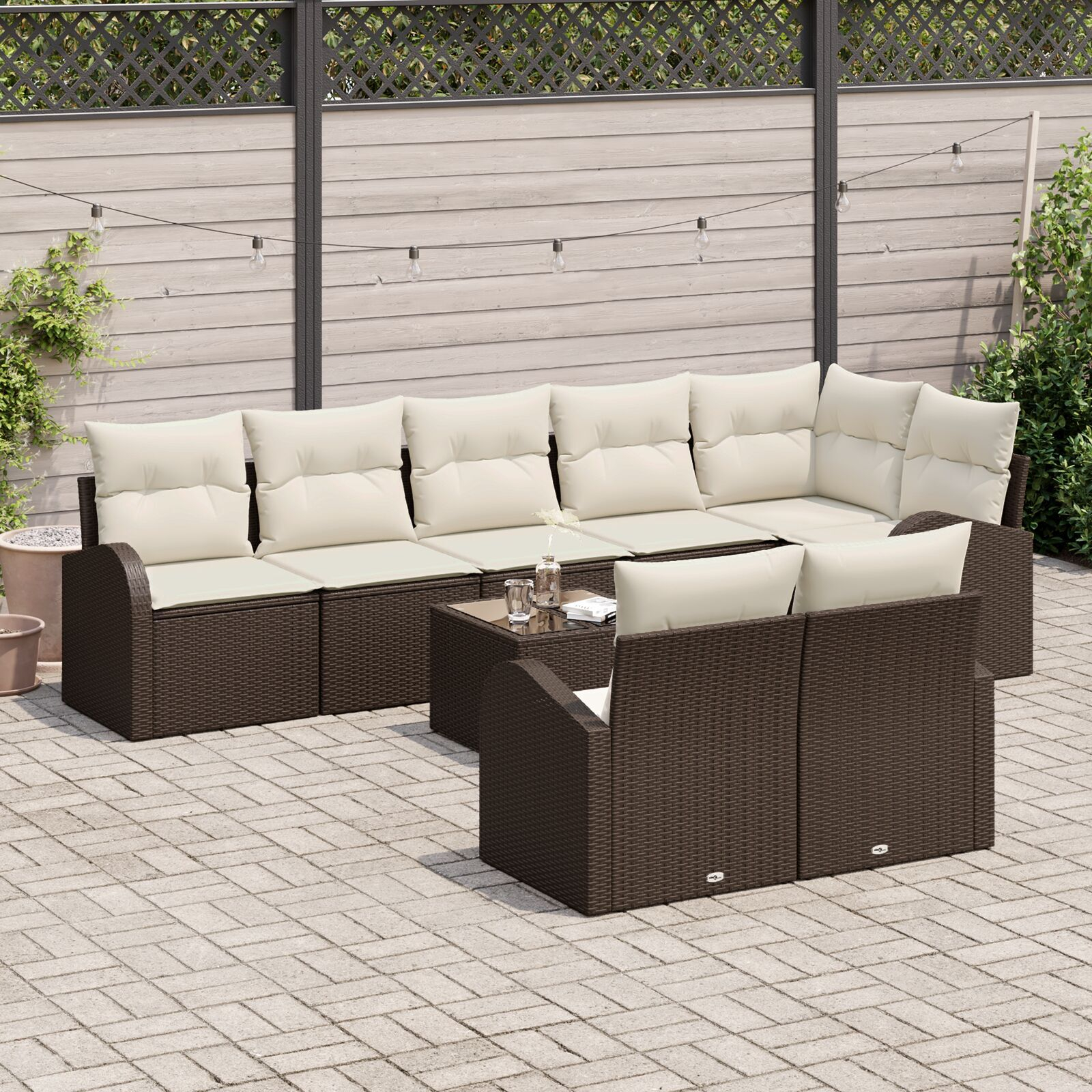 vidaXL Set de canapele pentru grădină cu pernă 9 pcs 289 x 124 x 85 cm