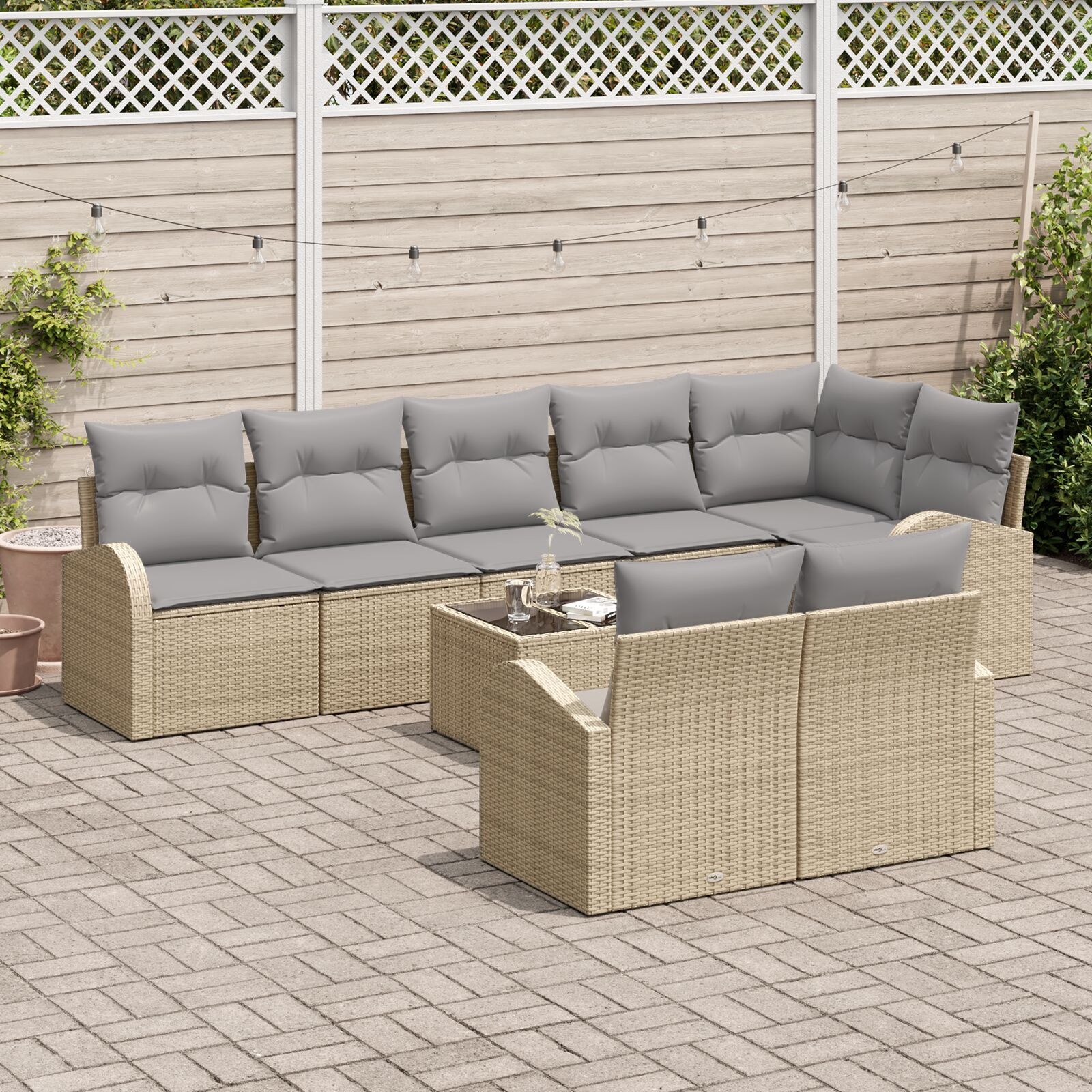 vidaXL Set de canapele pentru grădină Manual 9 pcs Bej 55 x 55 x 37 cm vidaXL Set de canapele pentru grădină Manual 9 pcs Bej 55 x 55 x 37 cm