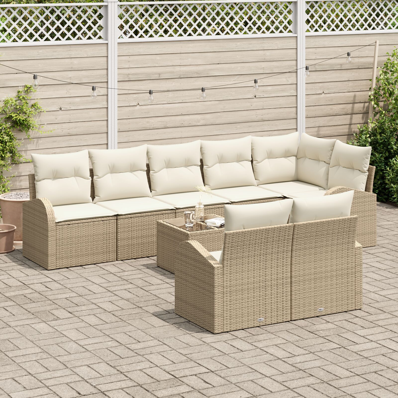 vidaXL Set de canapele pentru grădină cu pernă 9 pcs 289 x 124 x 85 cm