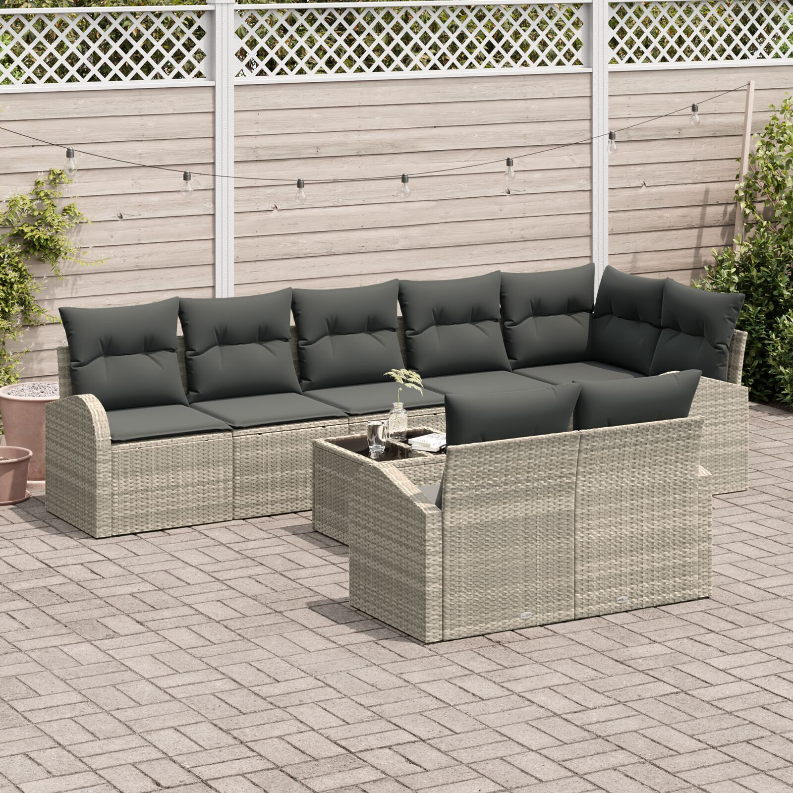 vidaXL Set de canapele pentru grădină cu pernă 9 pcs 289 x 124 x 85 cm