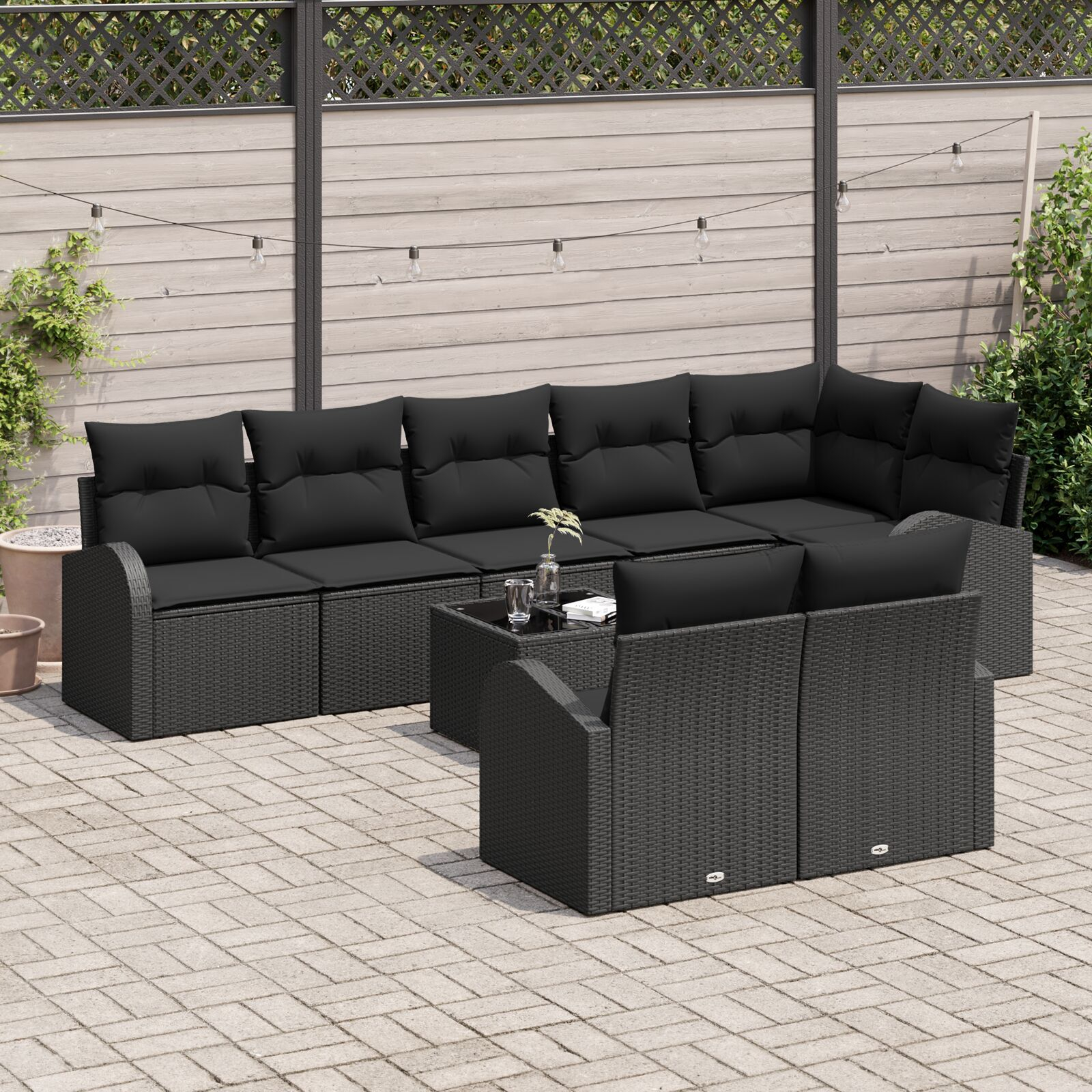 vidaXL Set de canapele pentru grădină cu pernă 9 pcs 289 x 124 x 85 cm