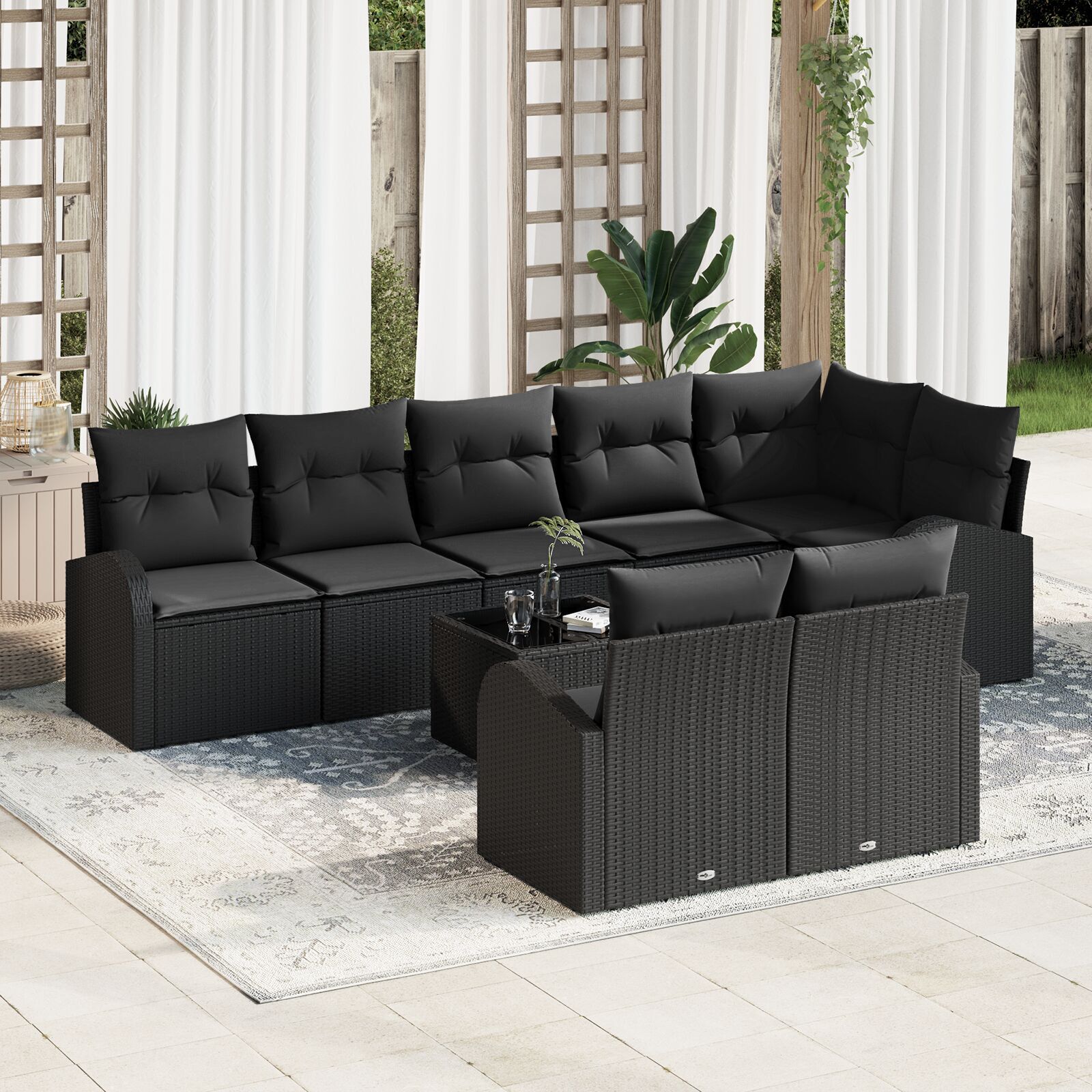 vidaXL Set de canapele pentru grădină cu pernă 9 pcs 289 x 124 x 85 cm