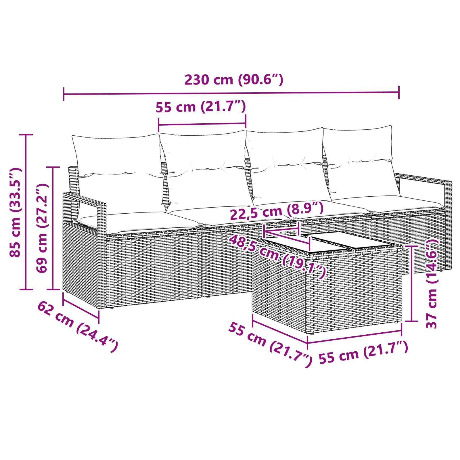 vidaXL Set de canapele pentru grădină 5 pcs Maro și Crem