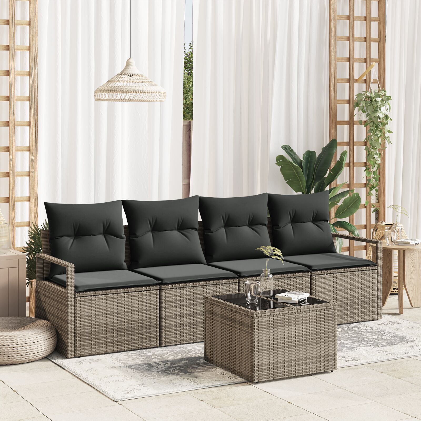 vidaXL Set de canapele pentru grădină 5 pcs Gri 55 x 55 x 37 cm