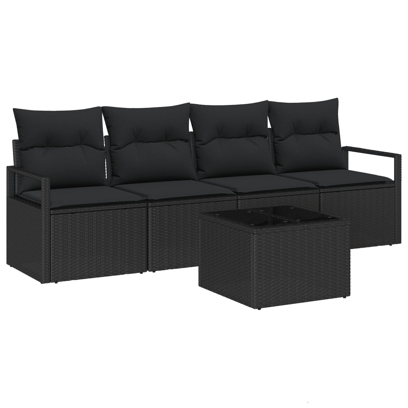 vidaXL Set de canapele pentru grădină 5 pcs Negru 55 x 55 x 37 cm
