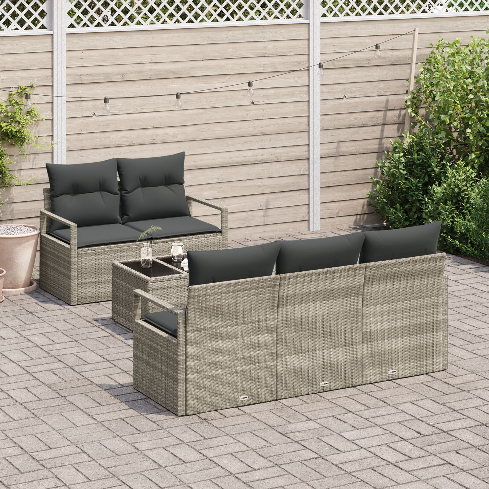 vidaXL Set de canapele pentru grădină 6 pcs Gri deschis