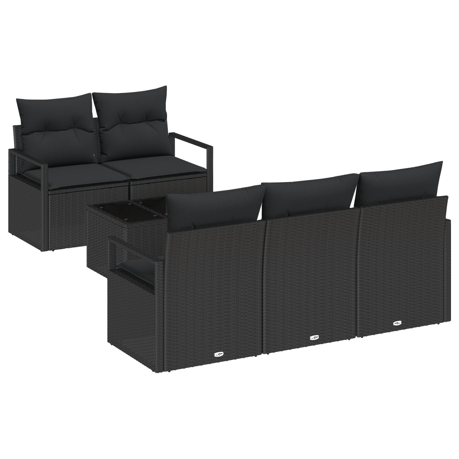 vidaXL Set de canapele pentru grădină 6 pcs Negru 55 x 55 x 37 cm