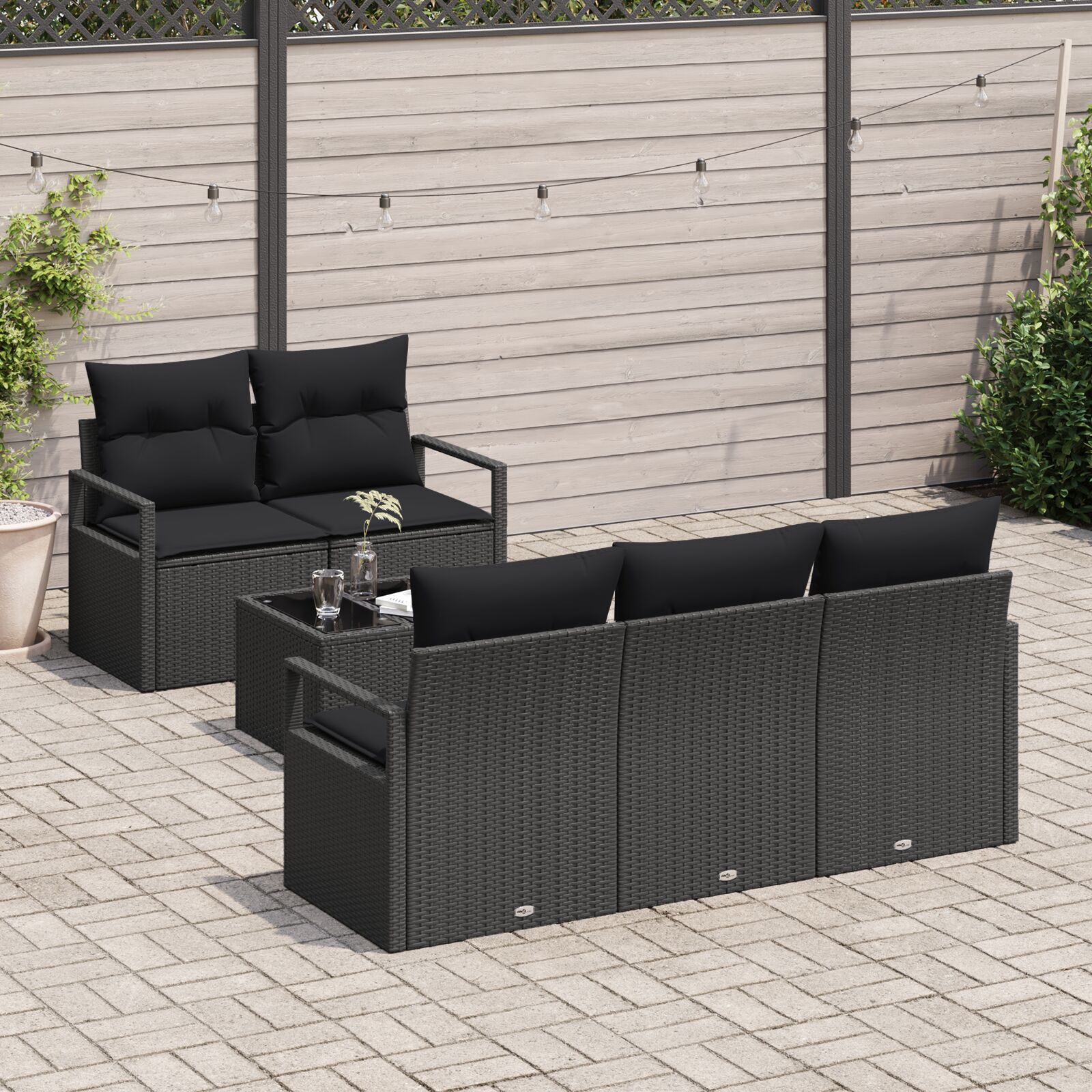 vidaXL Set de canapele pentru grădină 6 pcs Negru 55 x 55 x 37 cm